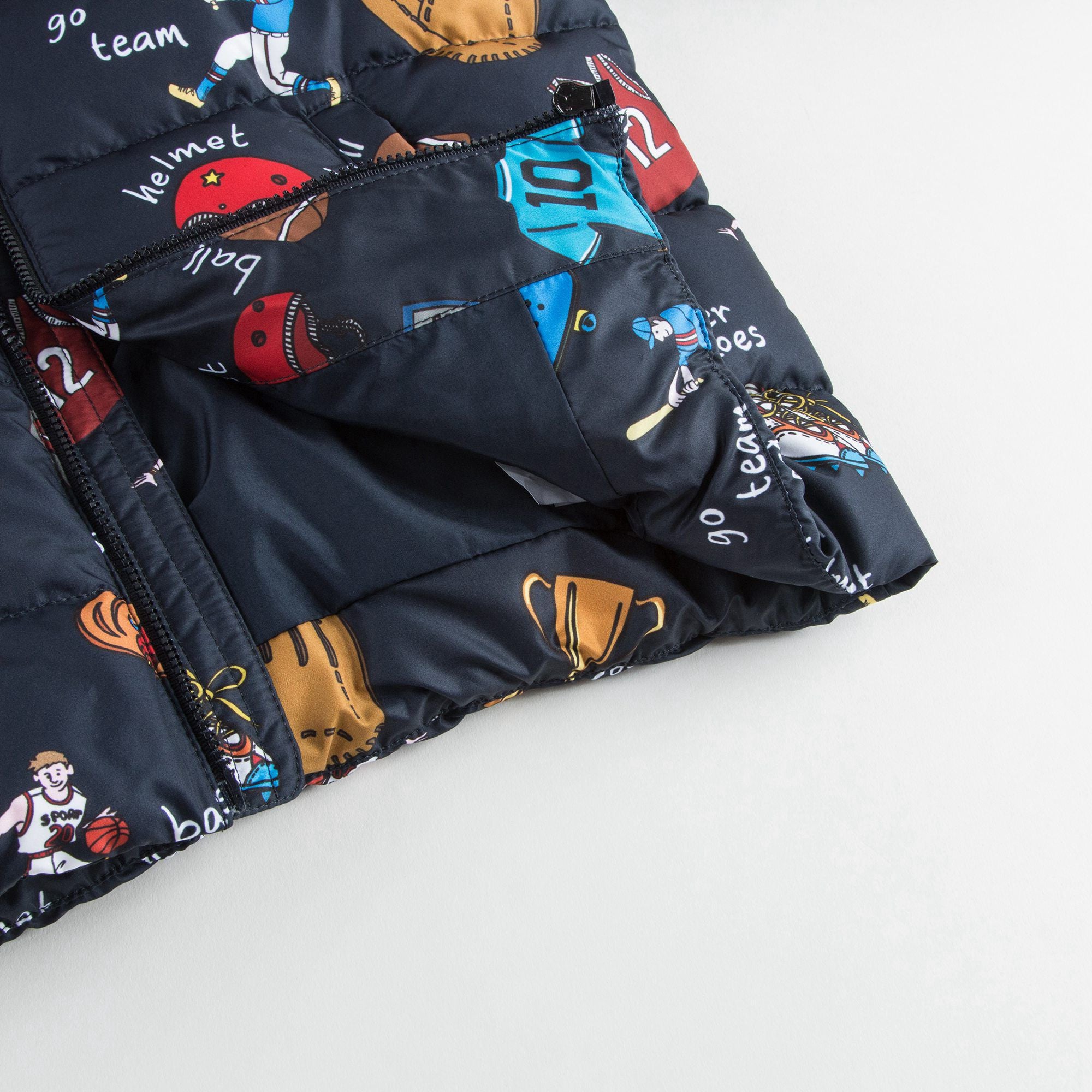 Boys Blue Sports Badge Down Padded Jacket