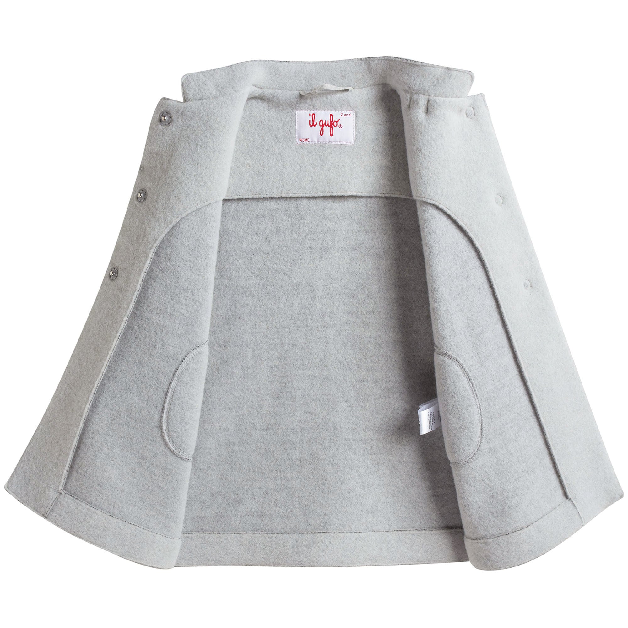 Girls Grey Bow Trims Collar Wool Coat