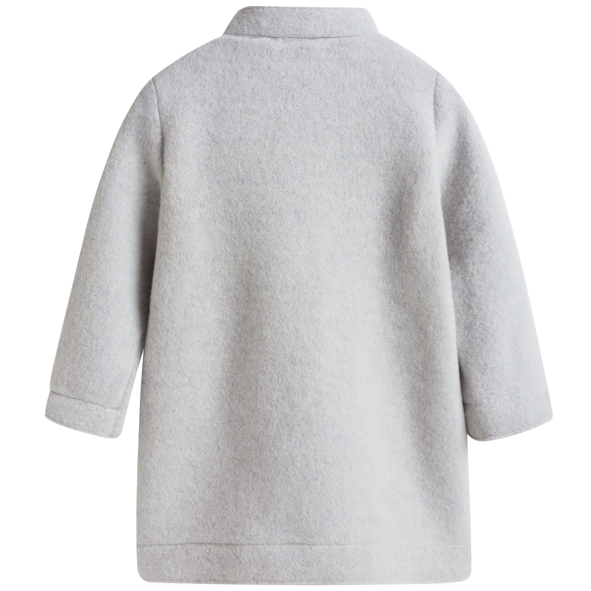 Girls Grey Bow Trims Collar Wool Coat