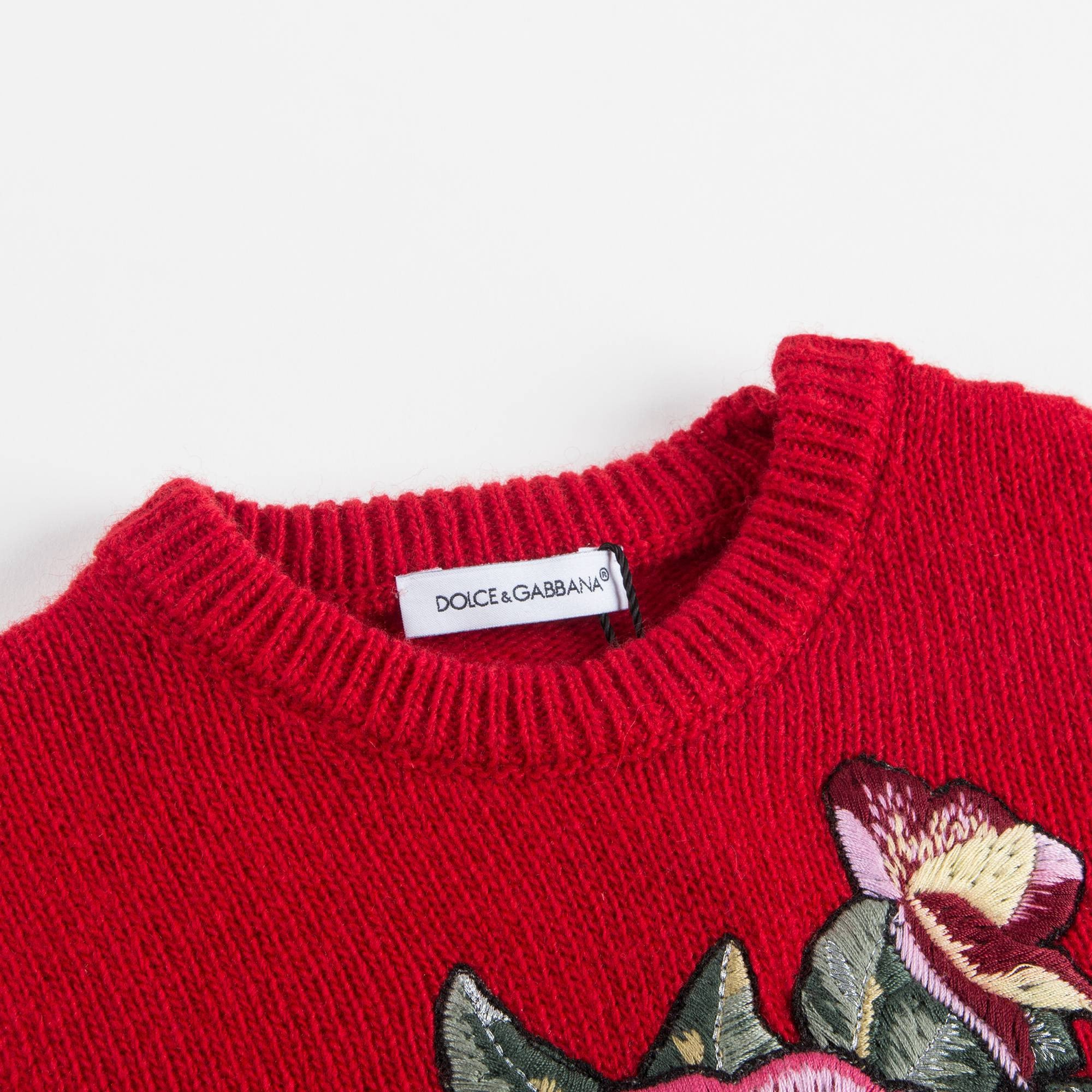 Baby Girls Red Rose Sweater