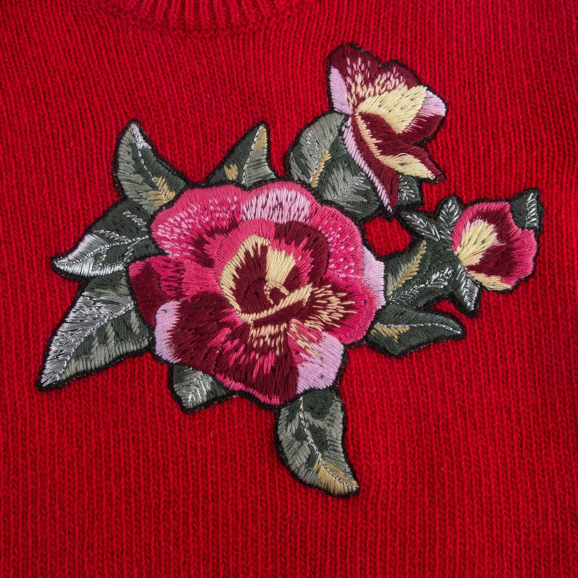 Baby Girls Red Rose Sweater