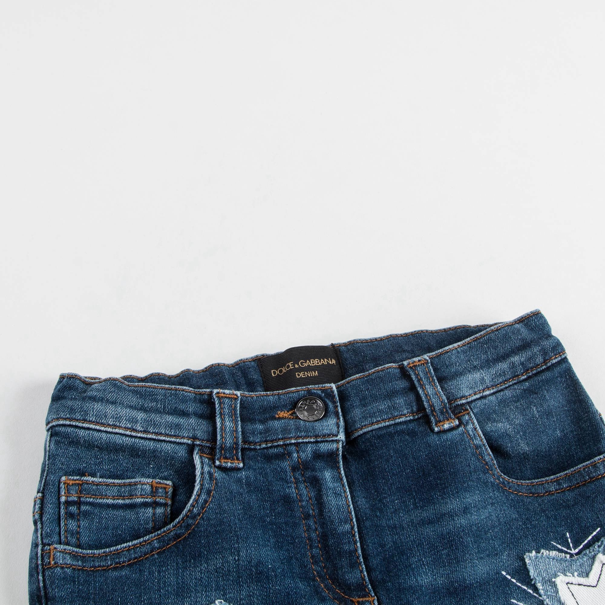 Girls Blue Stars Printed Jeans