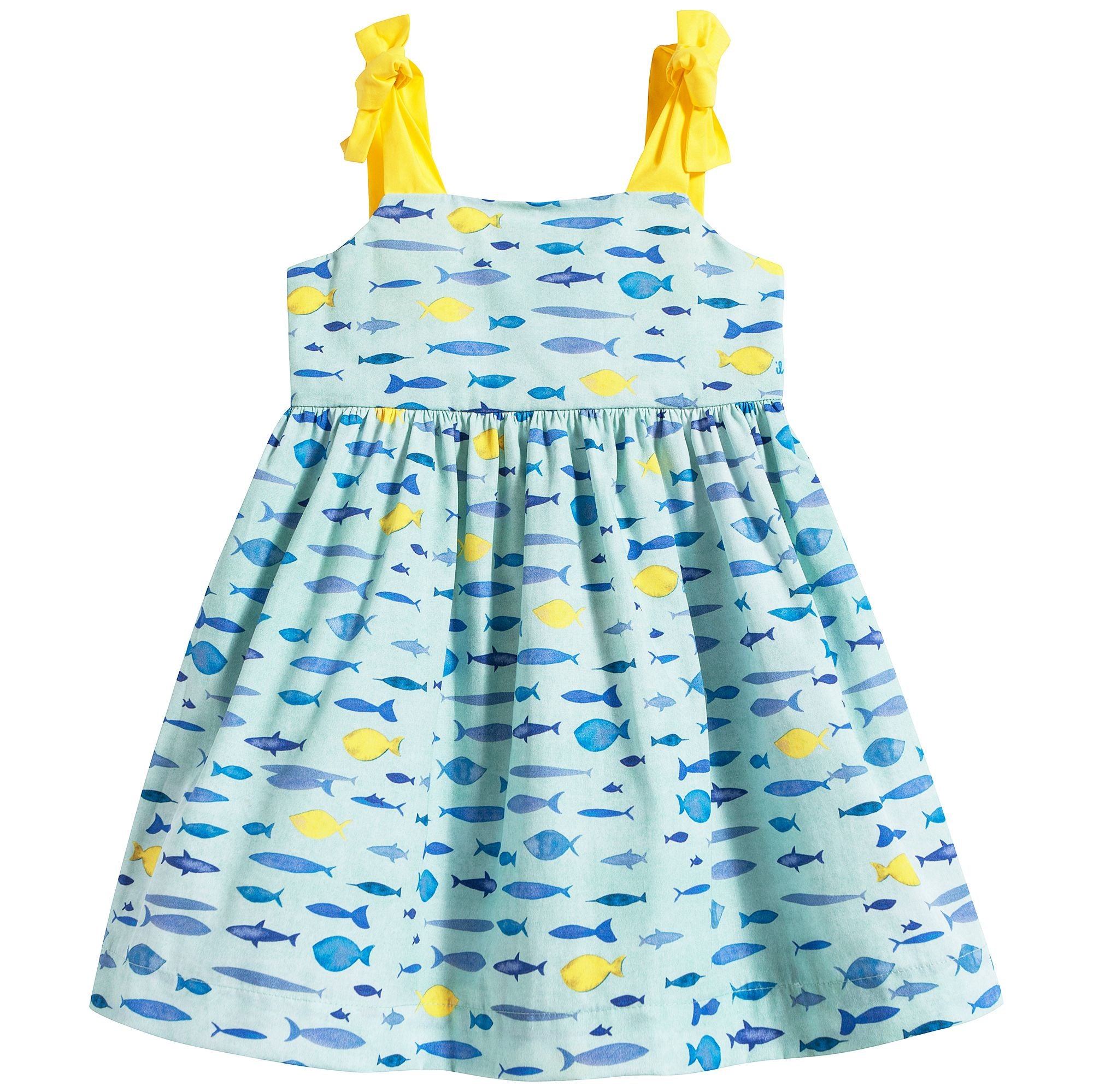 Baby Girls Cyan & Yellow Dress
