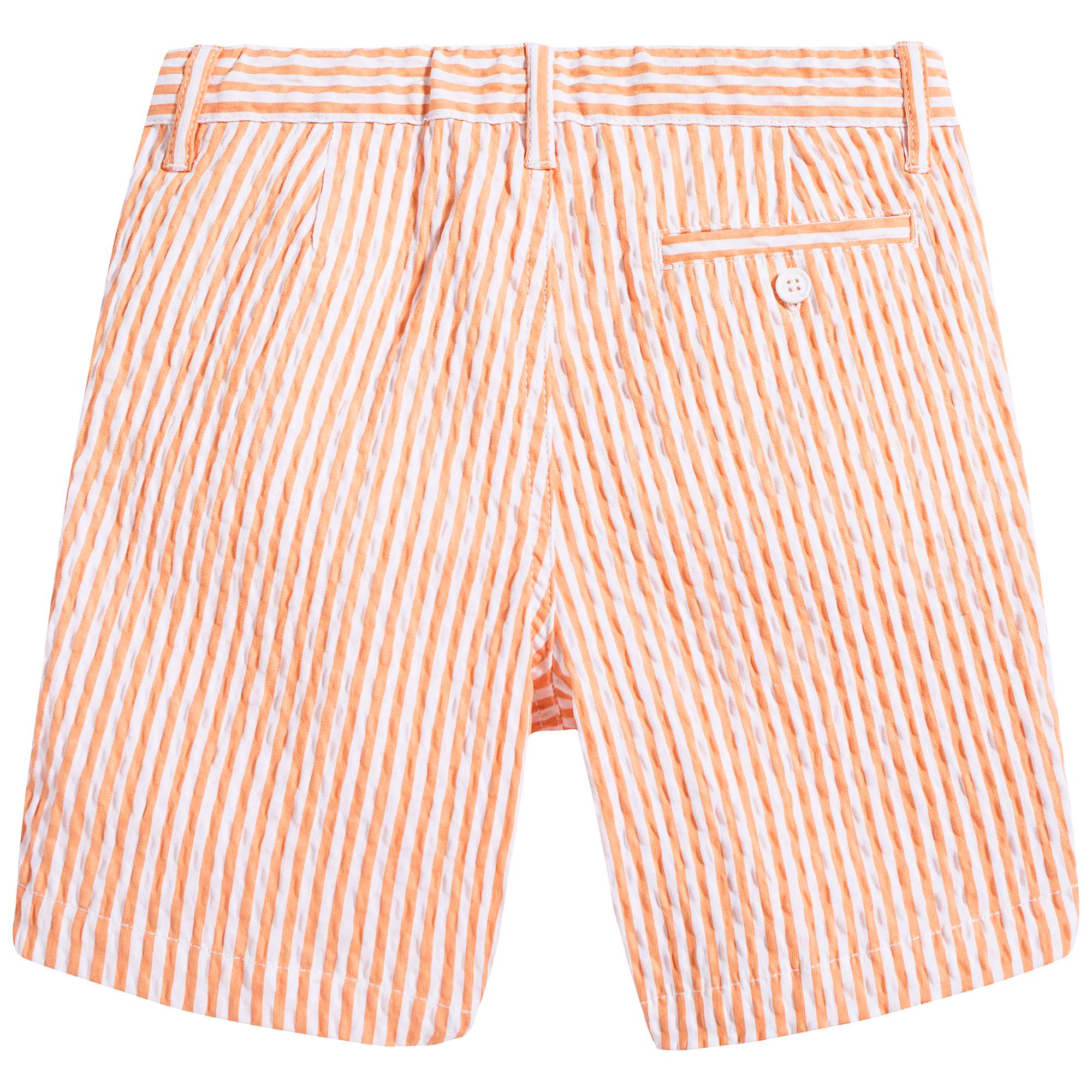 Boys Orange & White Stripe Cotton Shorts