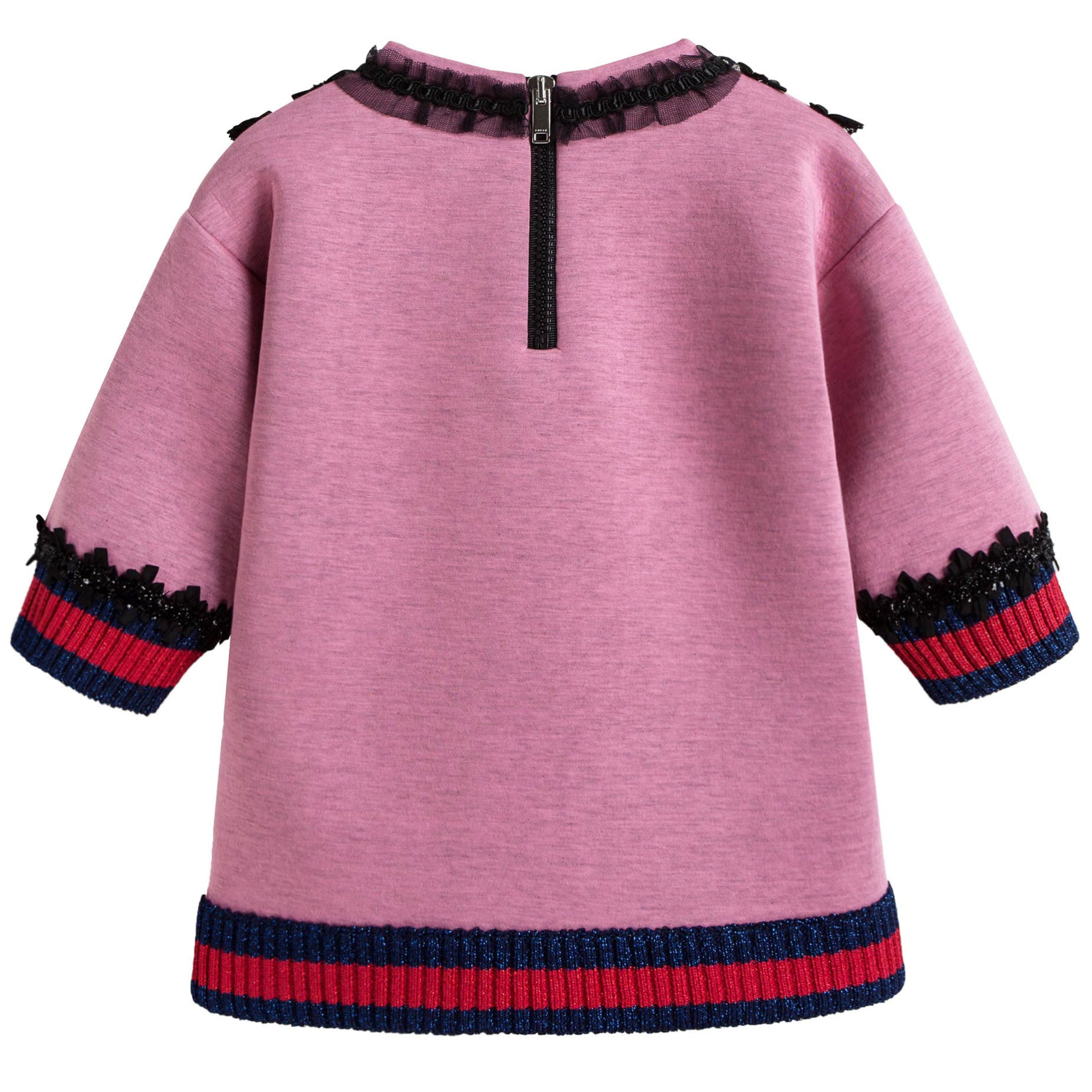 Girls Light Pink Lace Collar Knitted Sweater