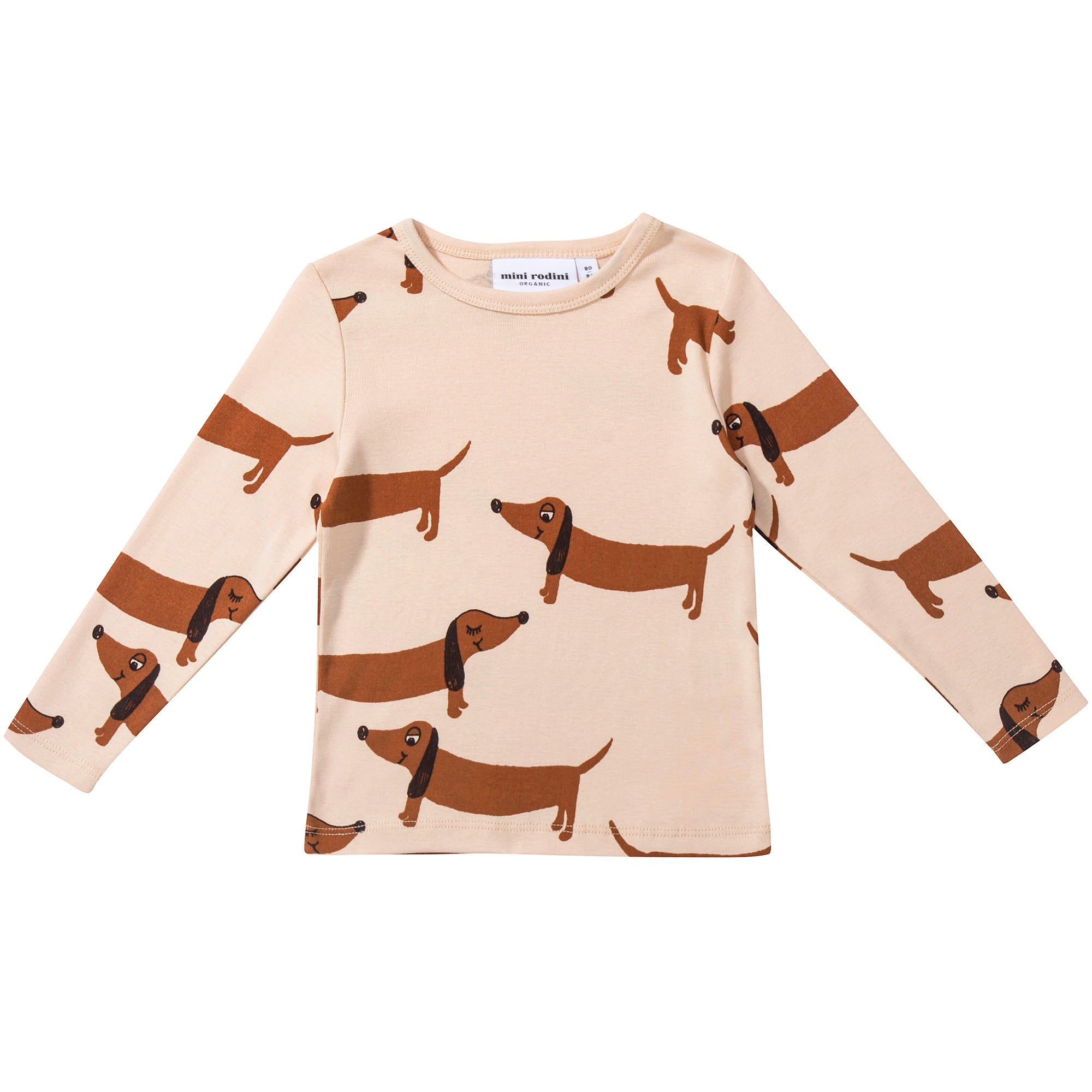 Girls Beige Organic Cotton "Dog" T-shirt