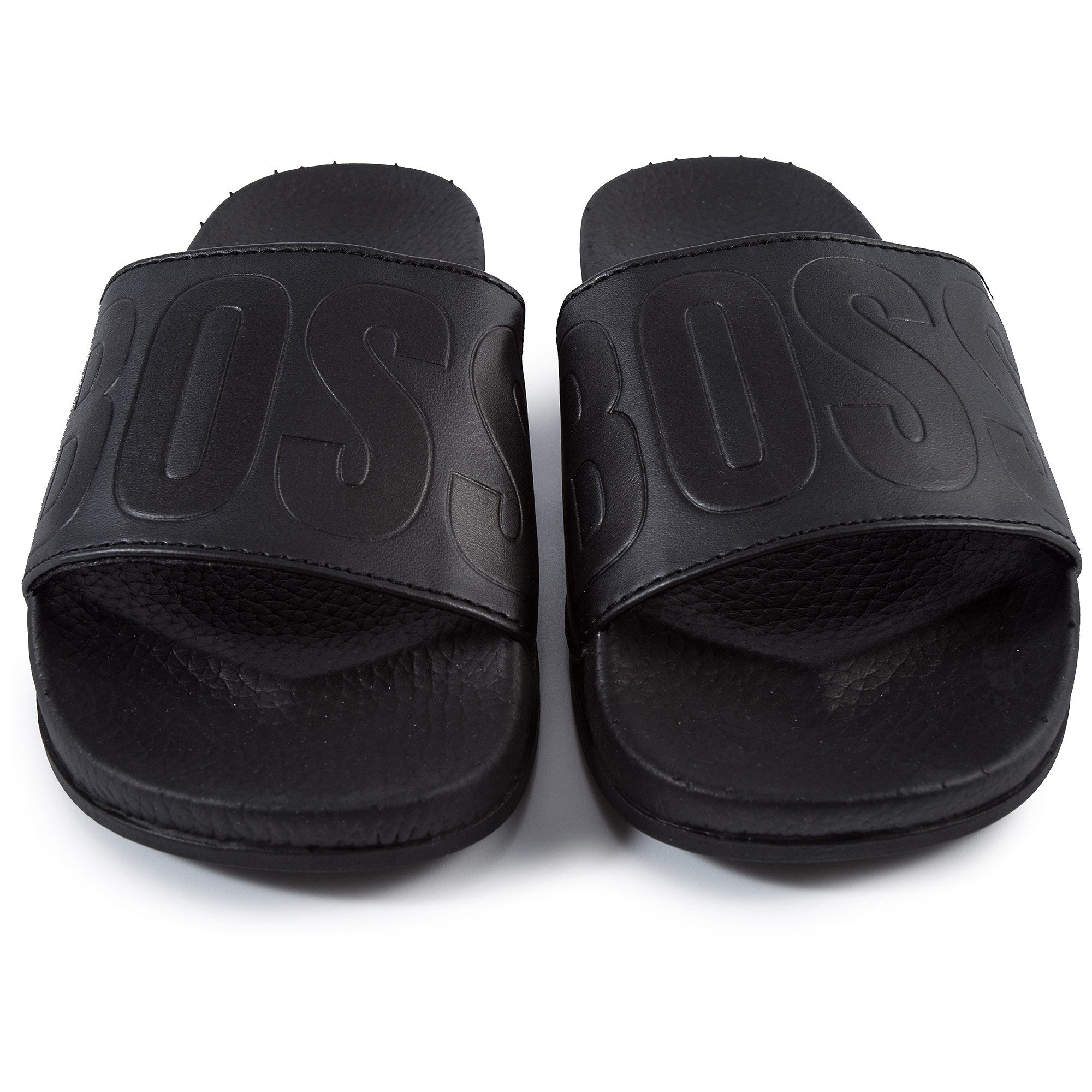 Boys Black Logo Sandals