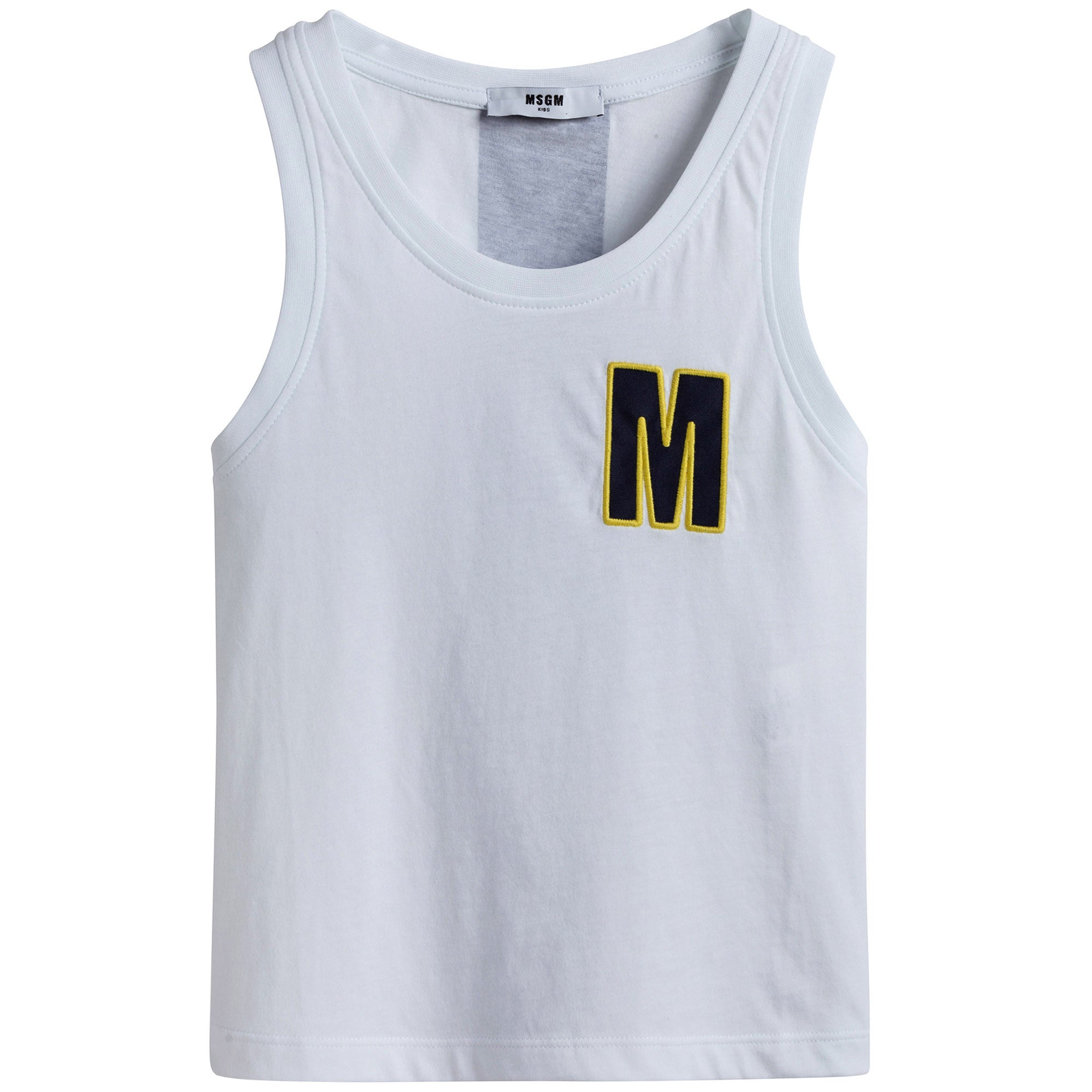 Boys White "M" Vest