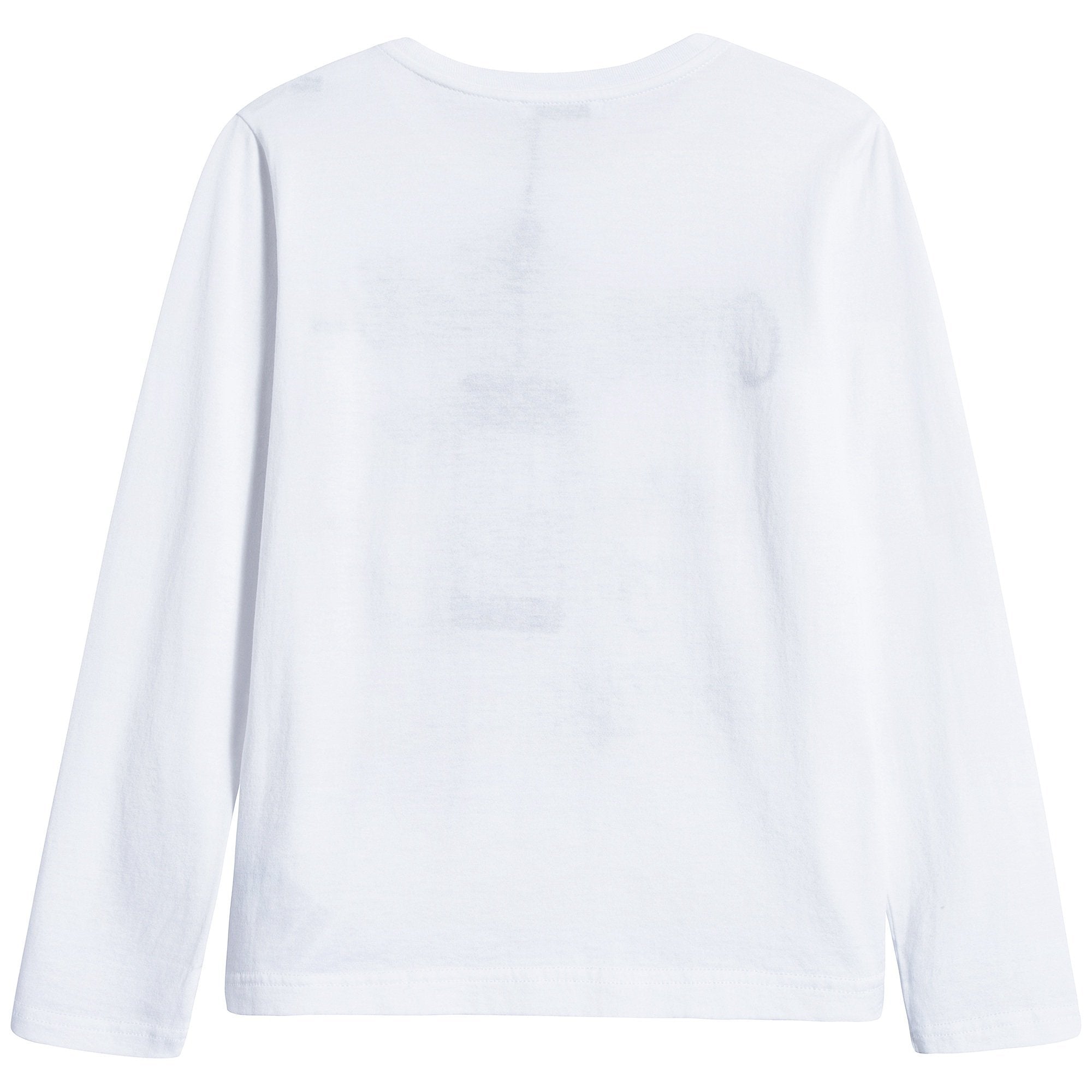 Girls White Printed Cotton T-shirt