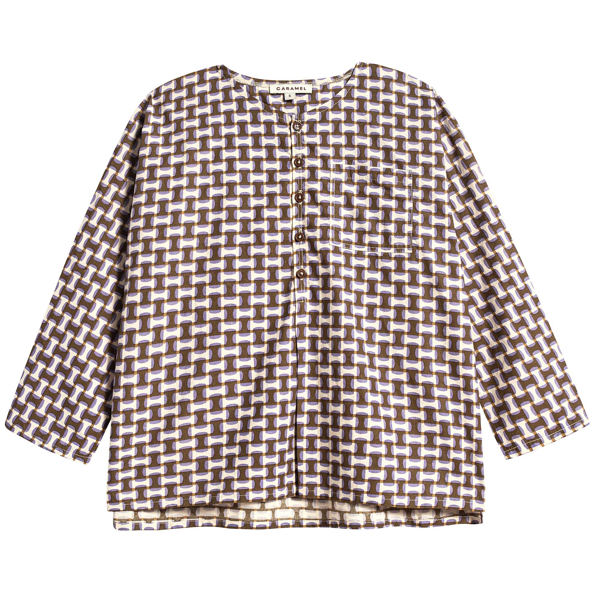 Girls Lilac Geo Print Cotton Top