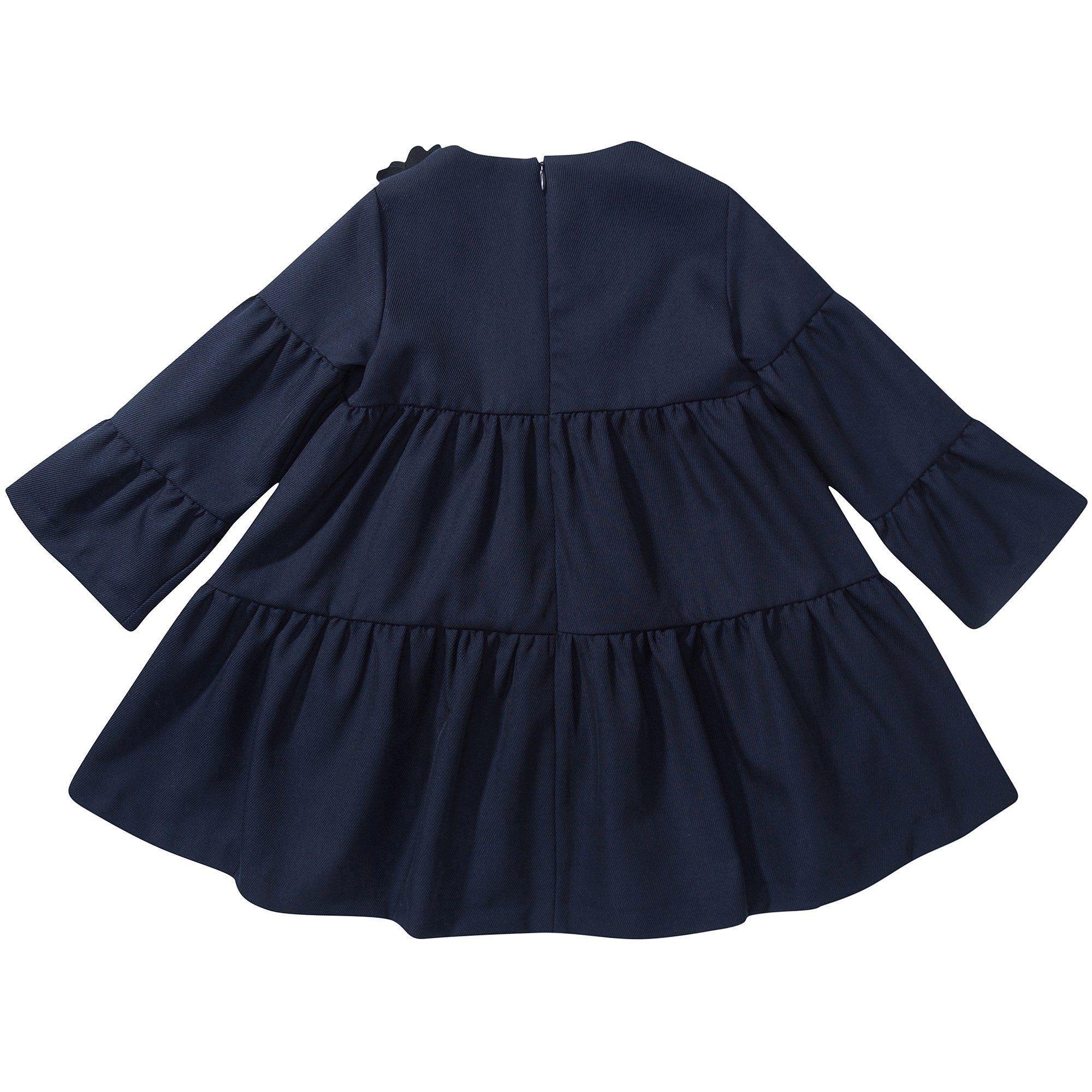 Girls Blue Tiered Wool Dress