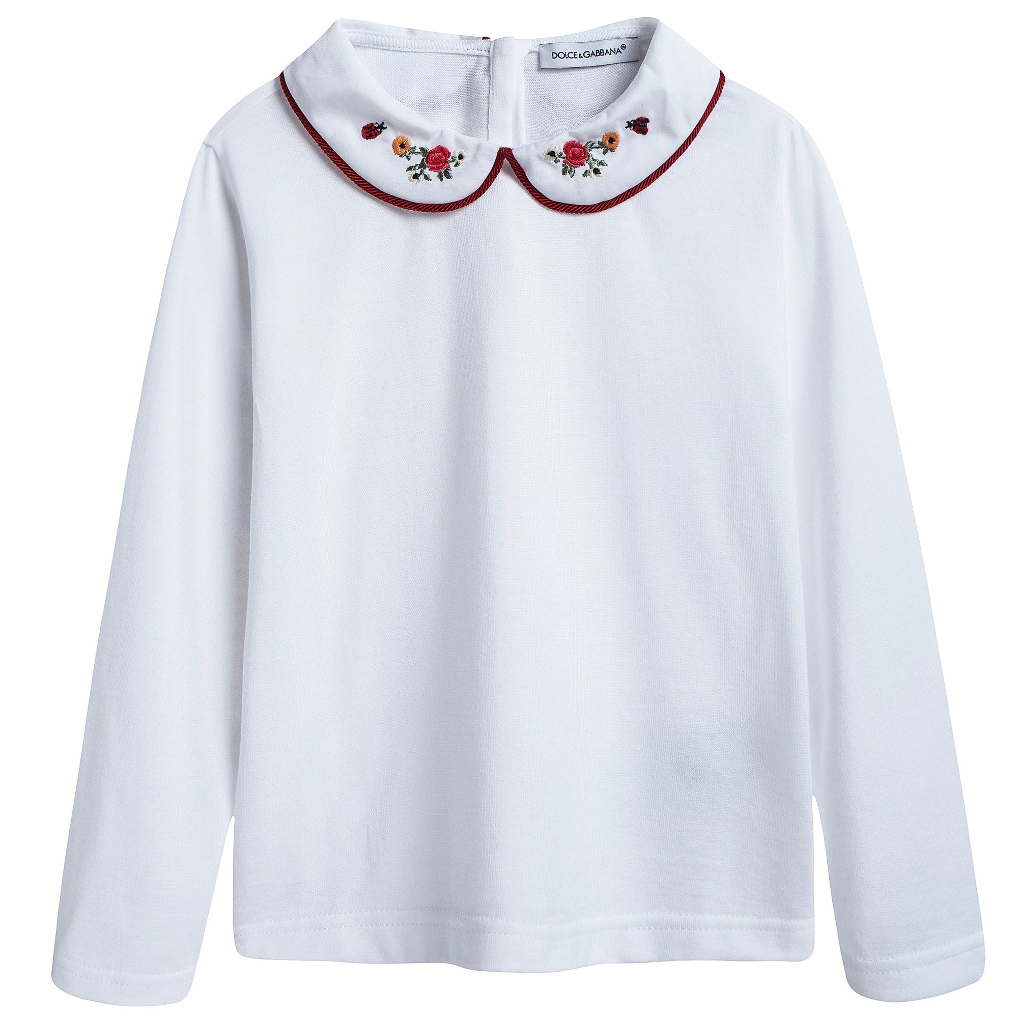 Girls White Cotton Blouse With Collar