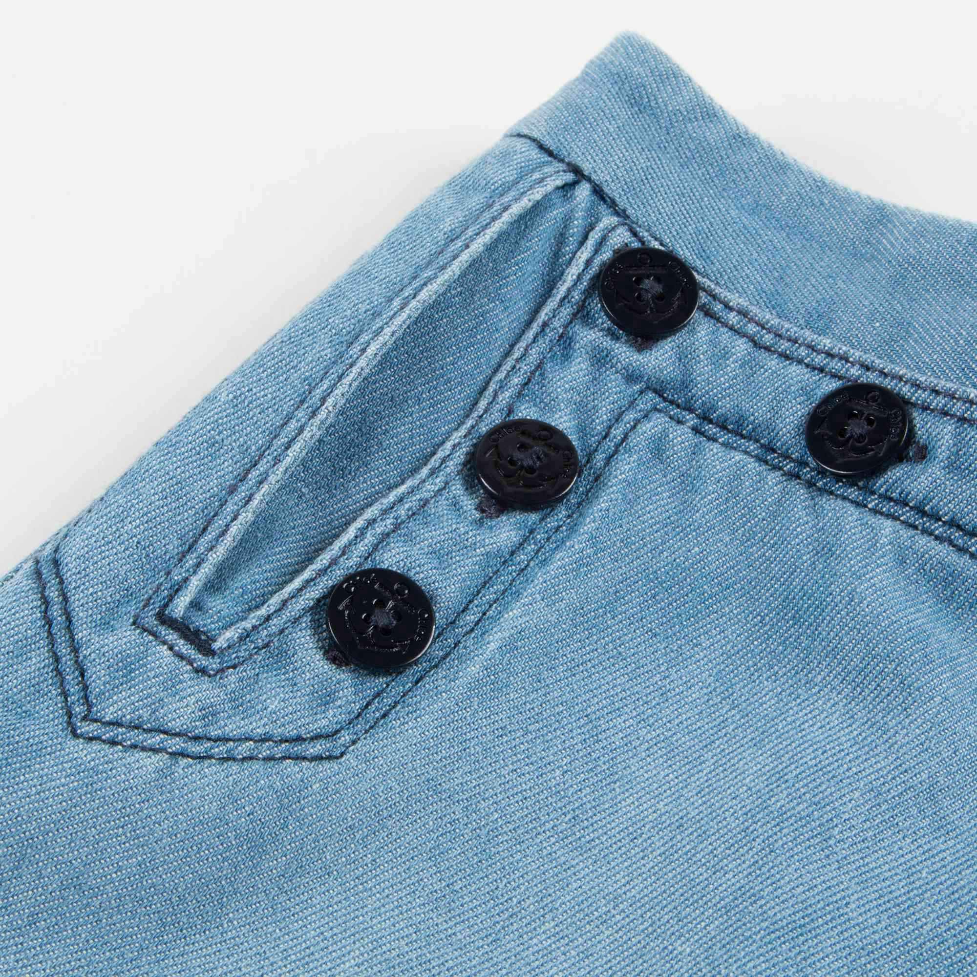 Girls Denim Blue Cotton Trousers