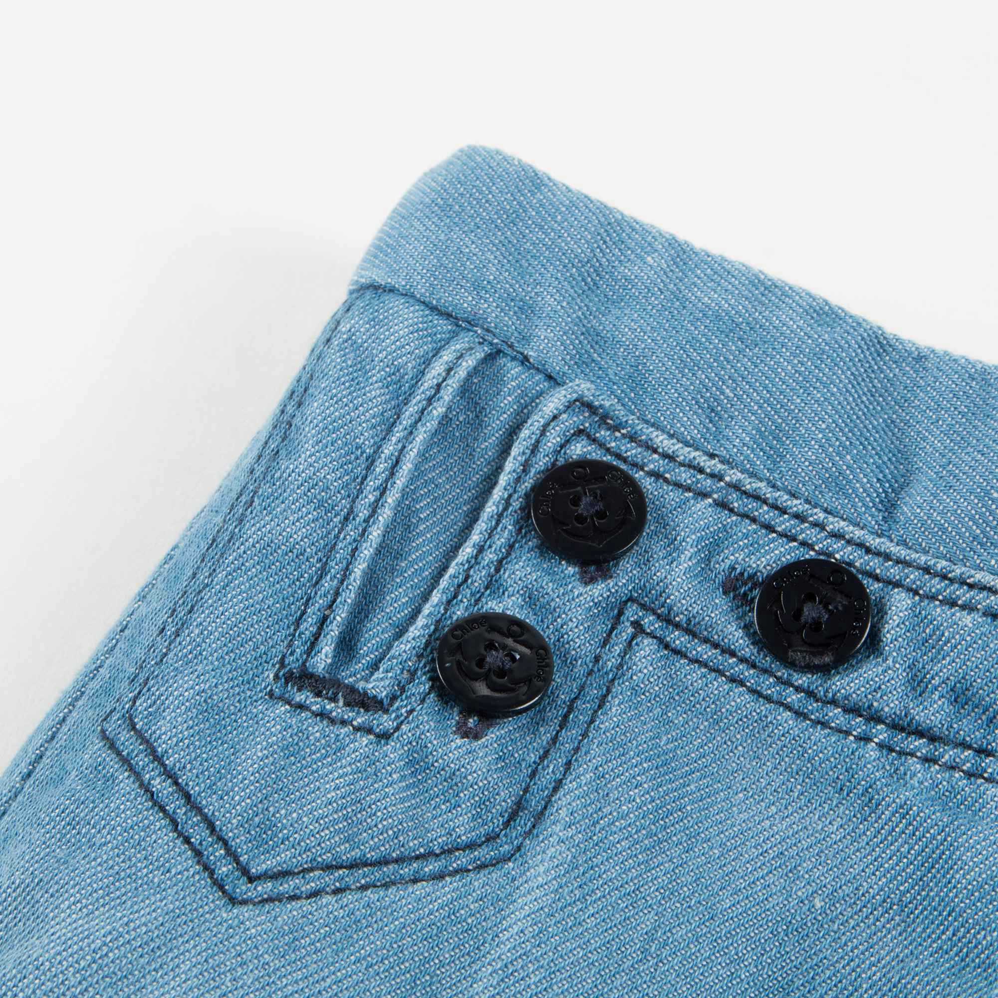 Baby Girls Denim Blue Cotton Trousers