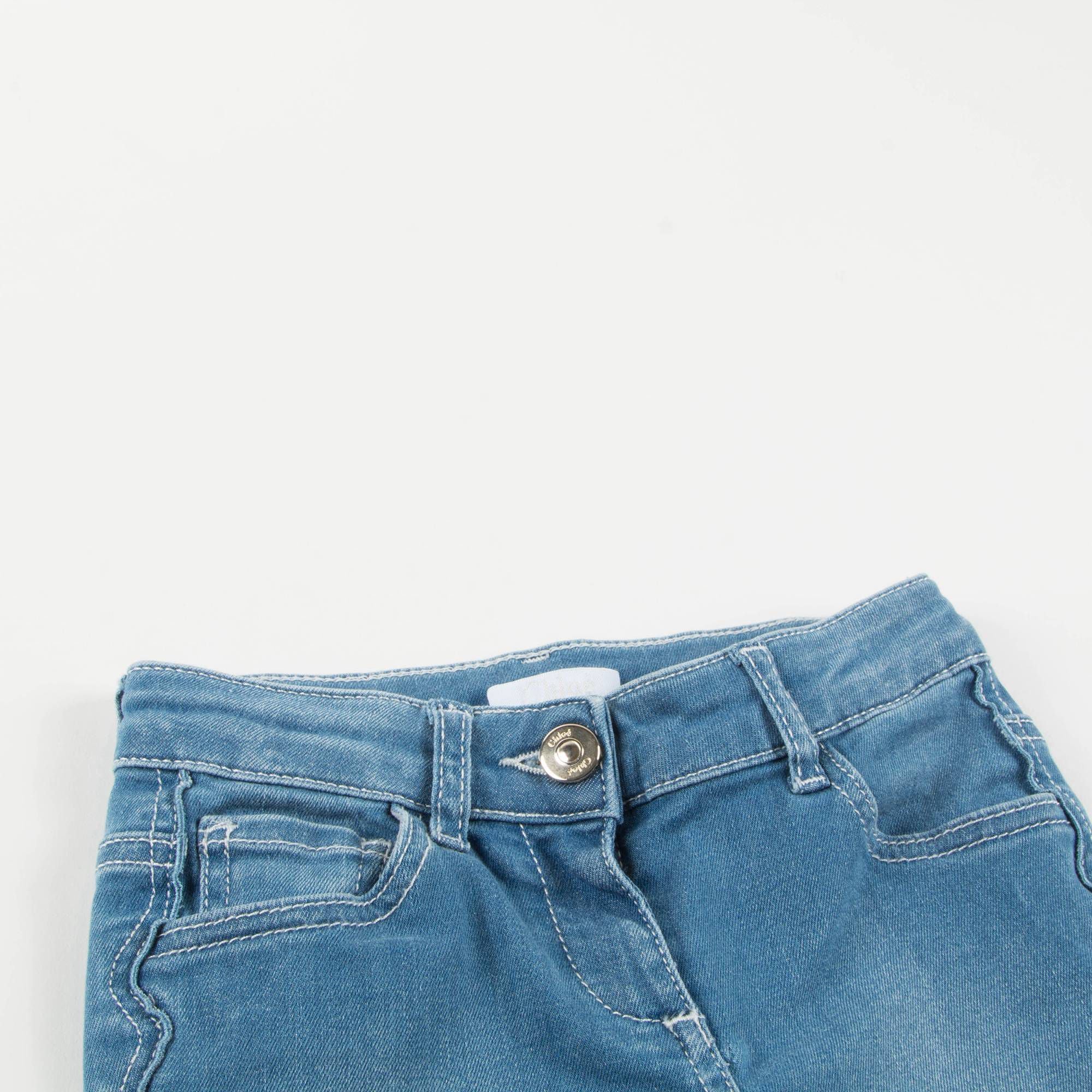 Girls Denim Blue Cotton Trousers
