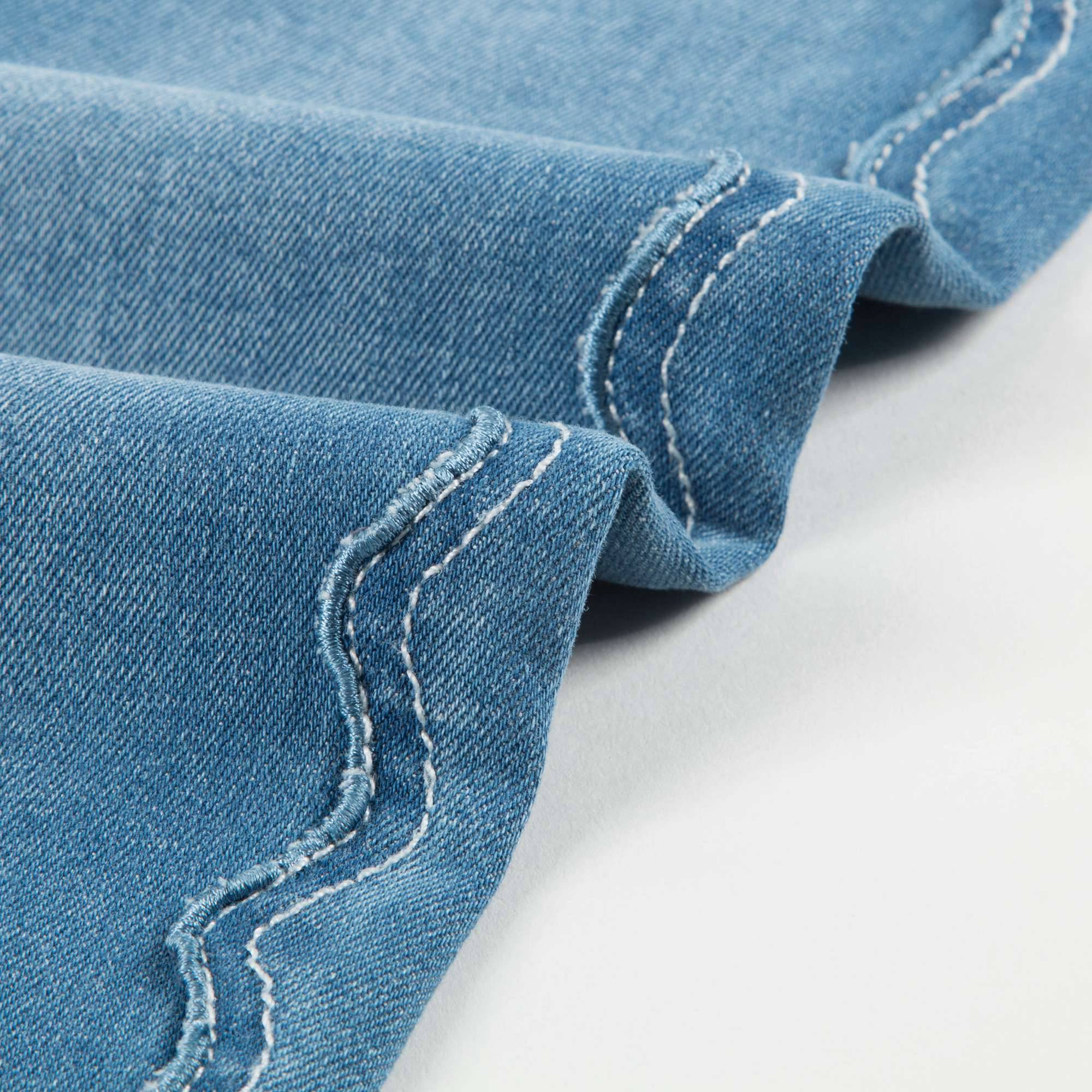 Girls Denim Blue Cotton Trousers