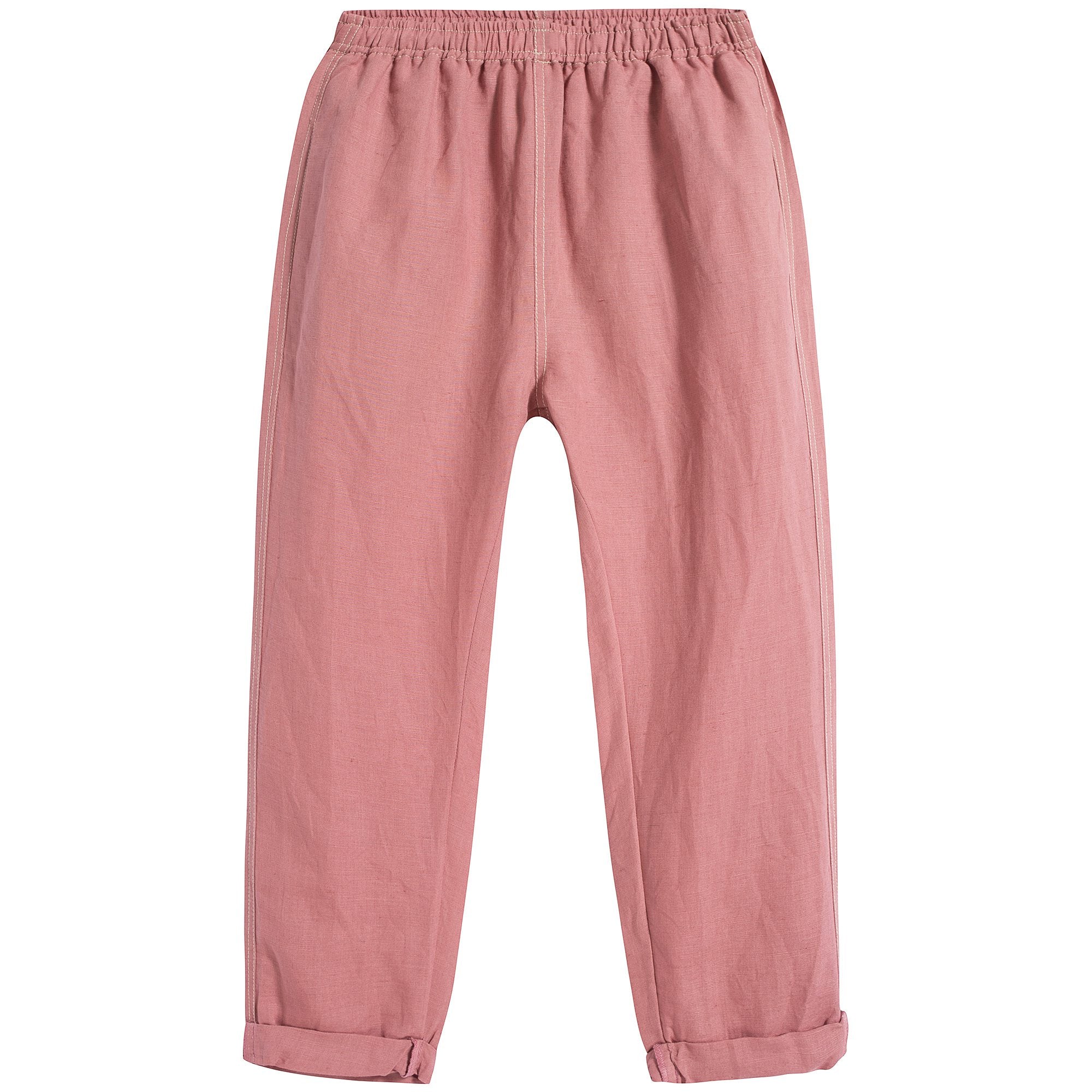 Girls Brick Red Linen Trousers