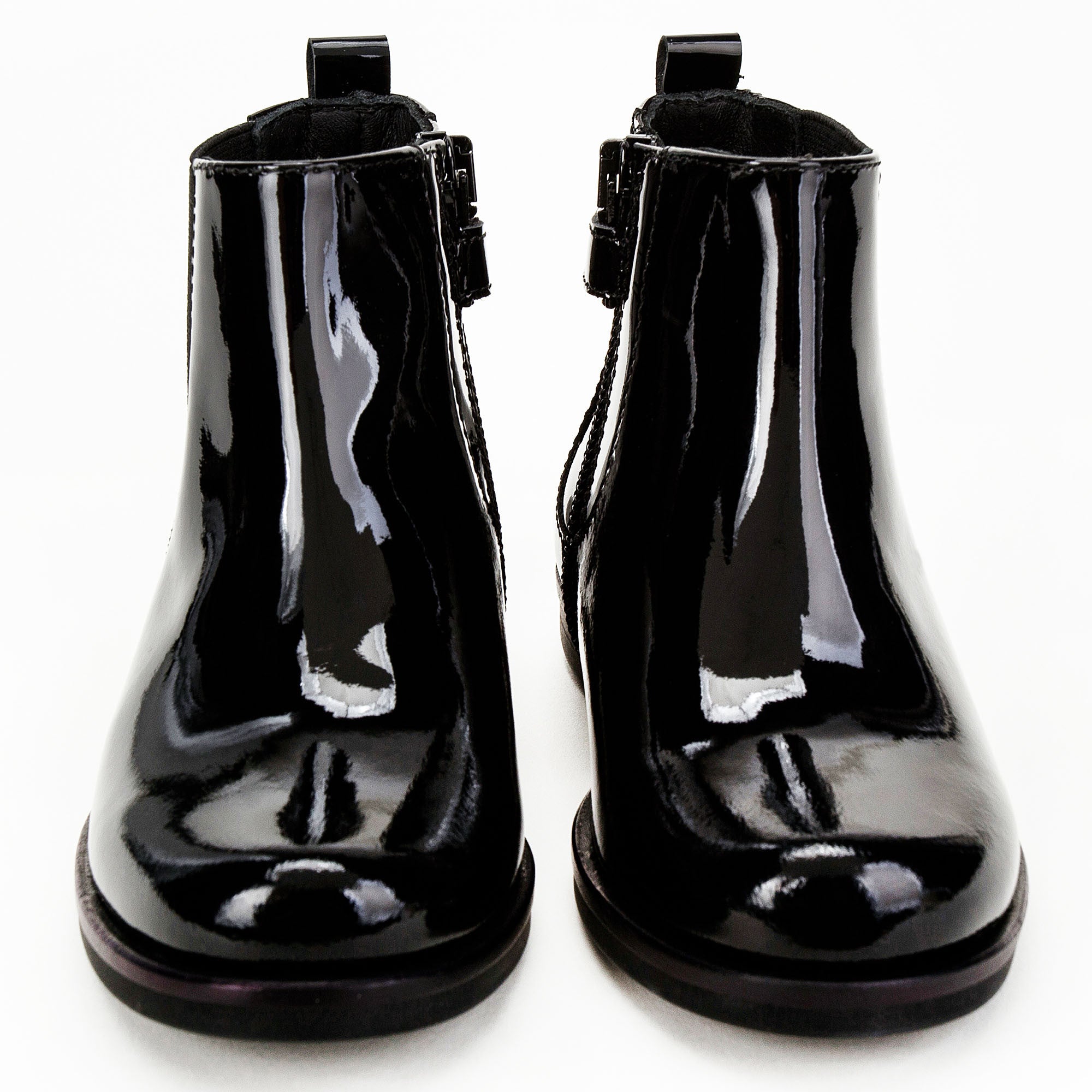 Girls Black Patent Leather Ankle Boots
