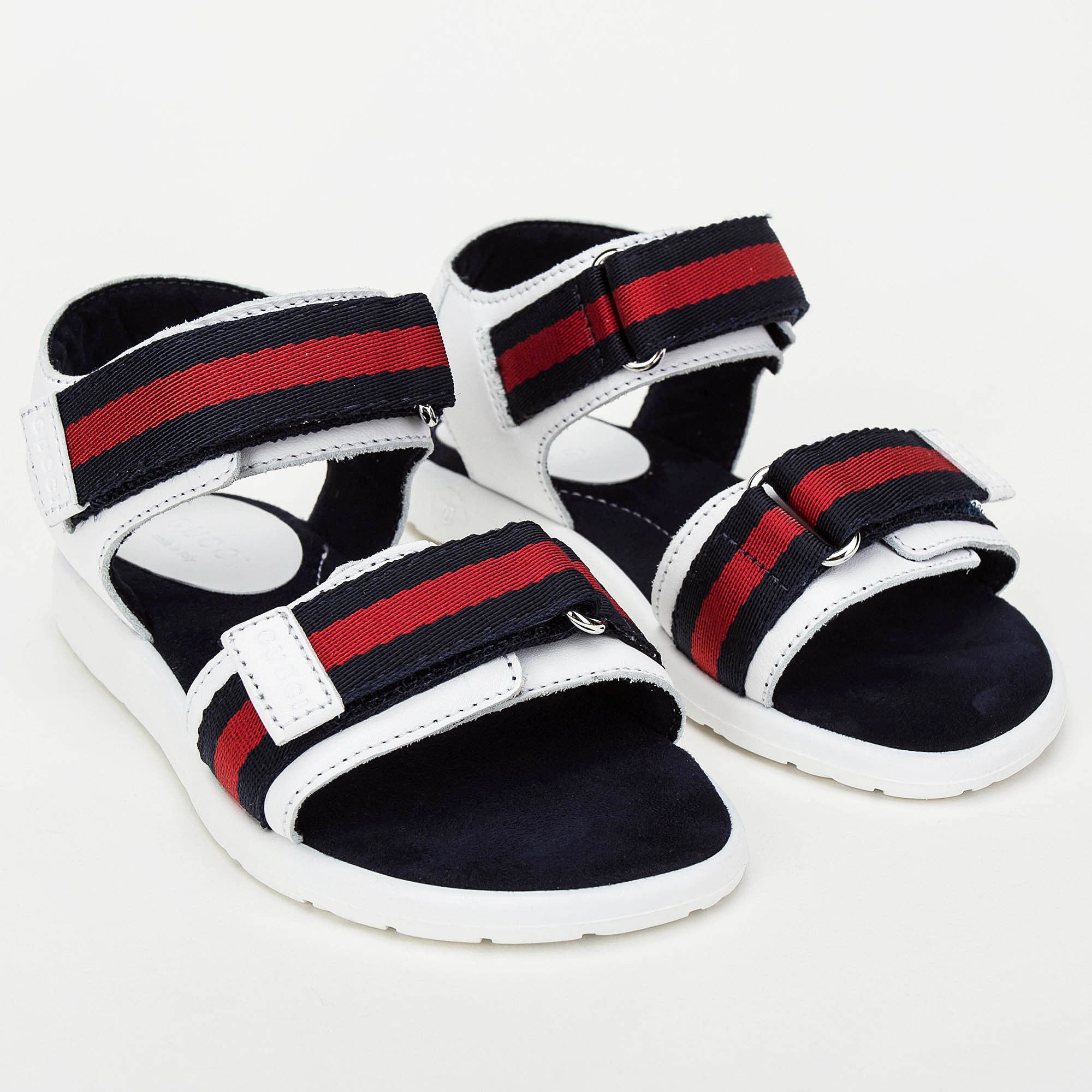 Girls White Leather Upper Rubber Sole Sandals