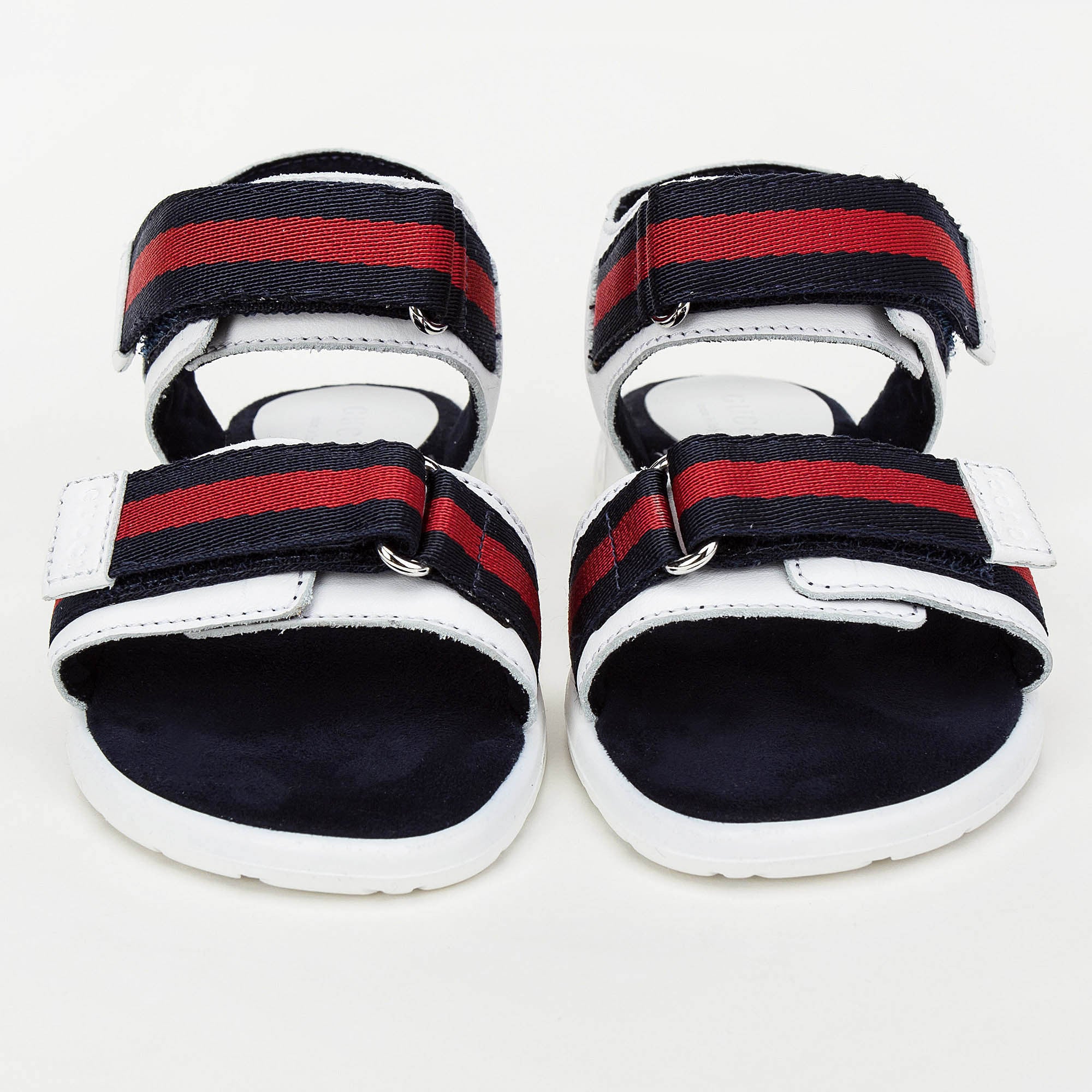 Girls White Leather Upper Rubber Sole Sandals