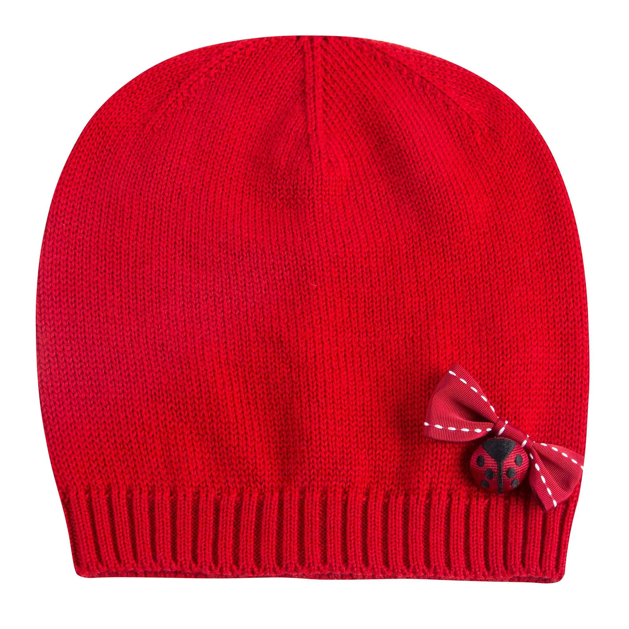 Girls Red Wool Hat With Bow