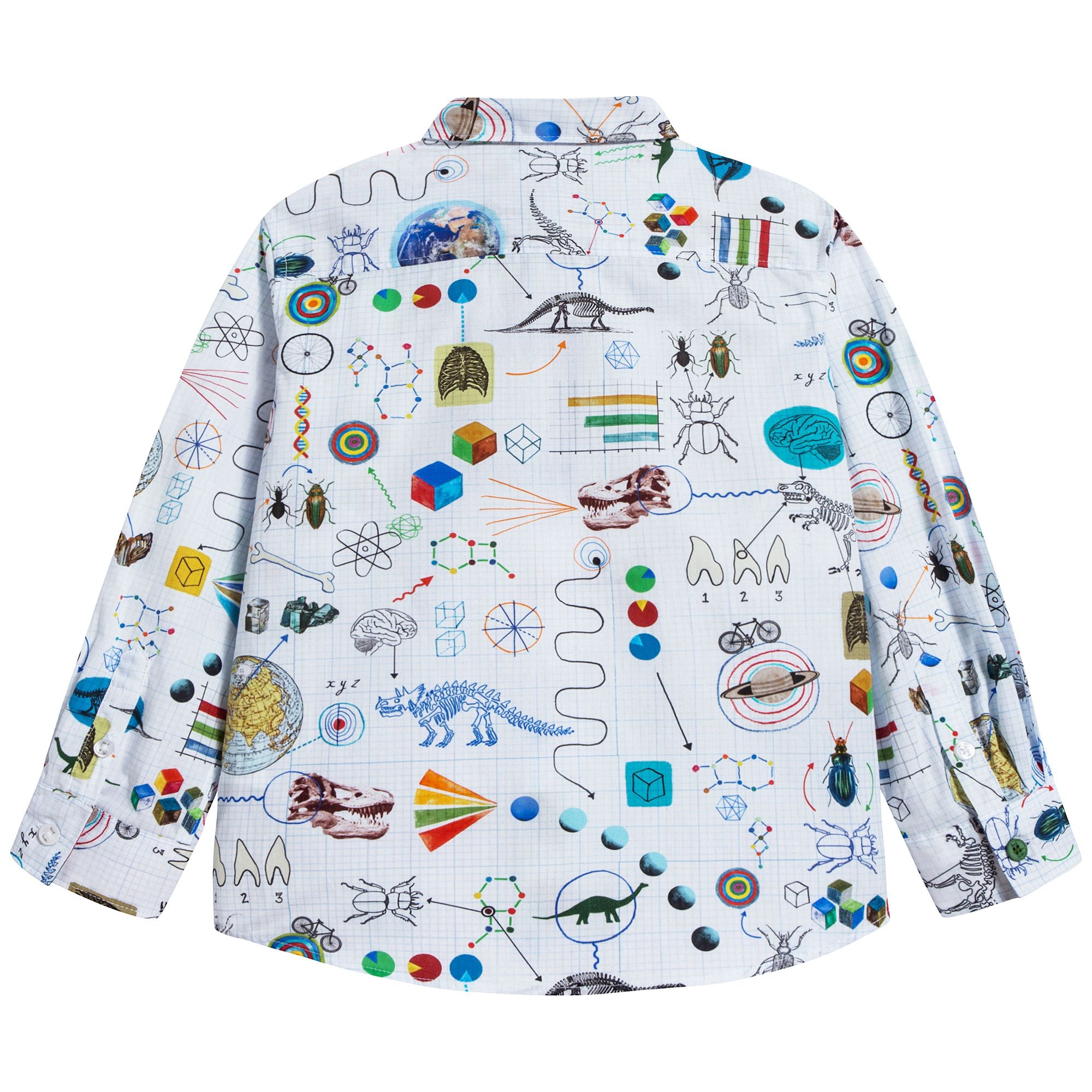 Boys White Printed Cotton Shirt