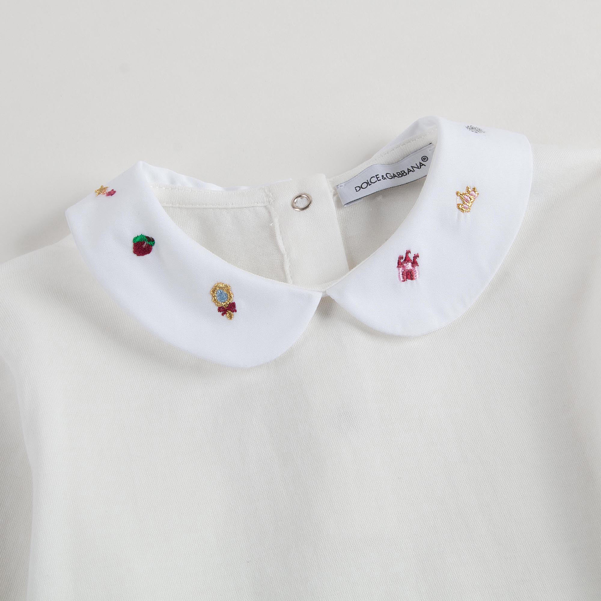 Body en coton blanc pour bébé fille avec col et finitions à patchs