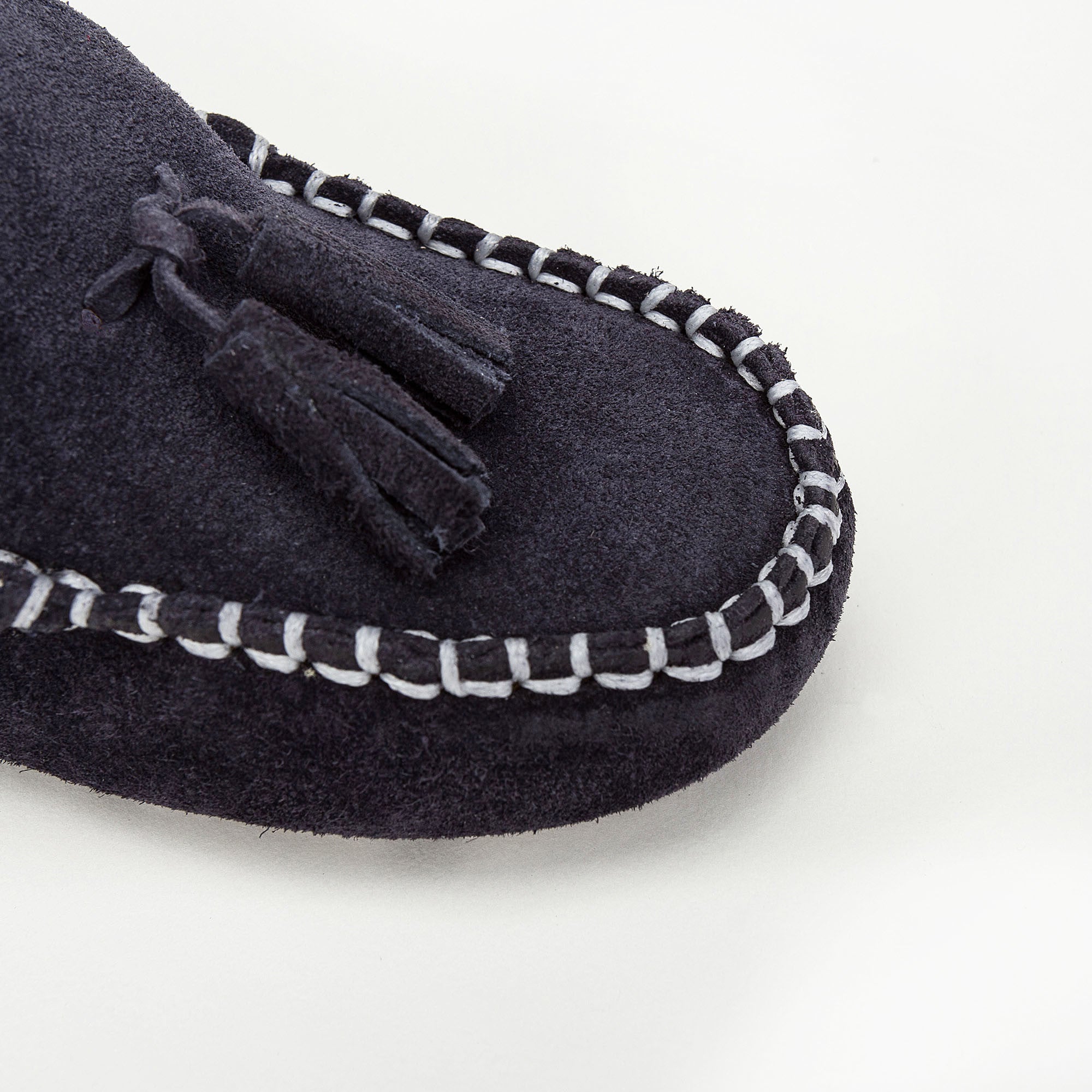 Mocassins à pampilles en cuir suédé bleu marine pour garçons et filles