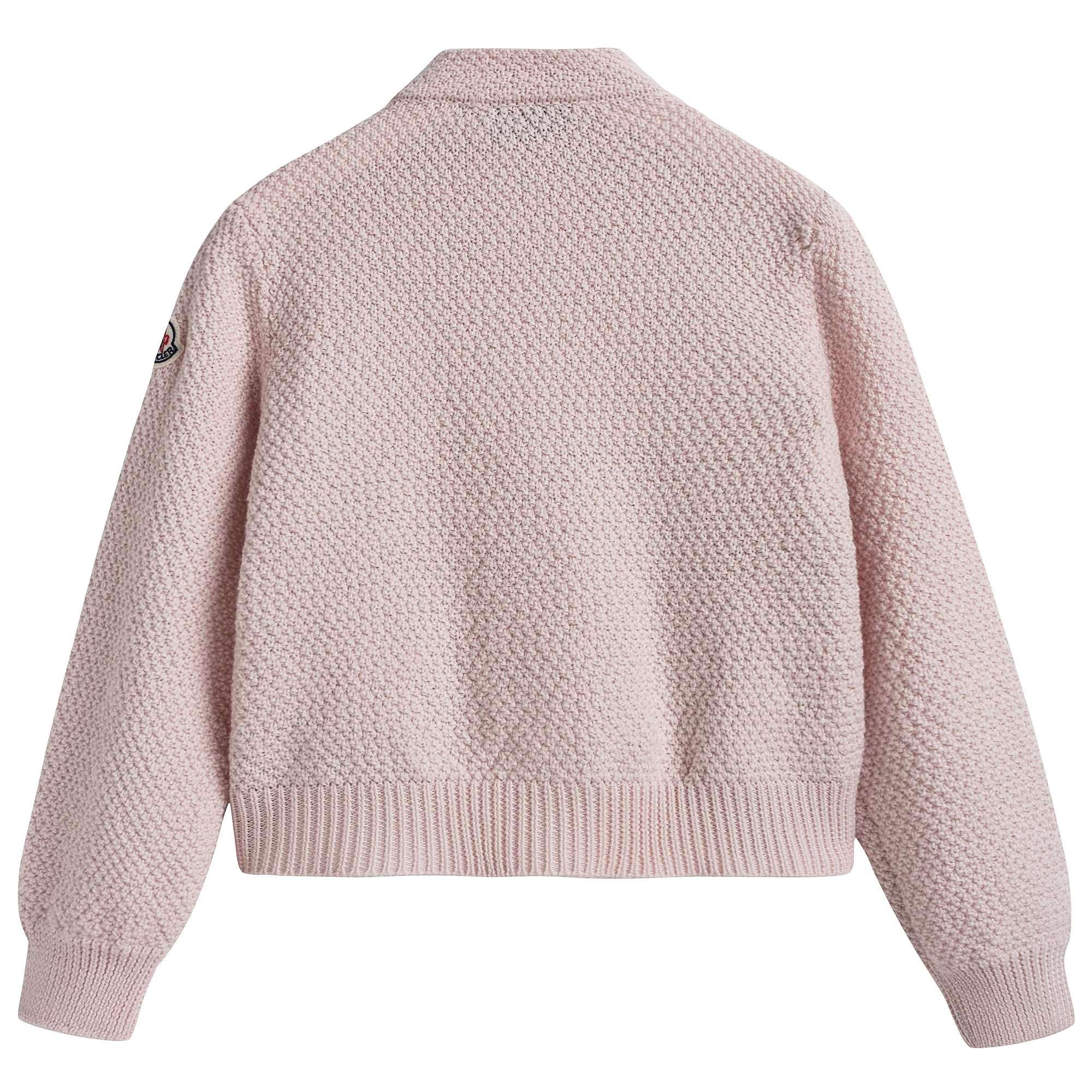 Girls Pink Knitted & Down Padded Cardigan