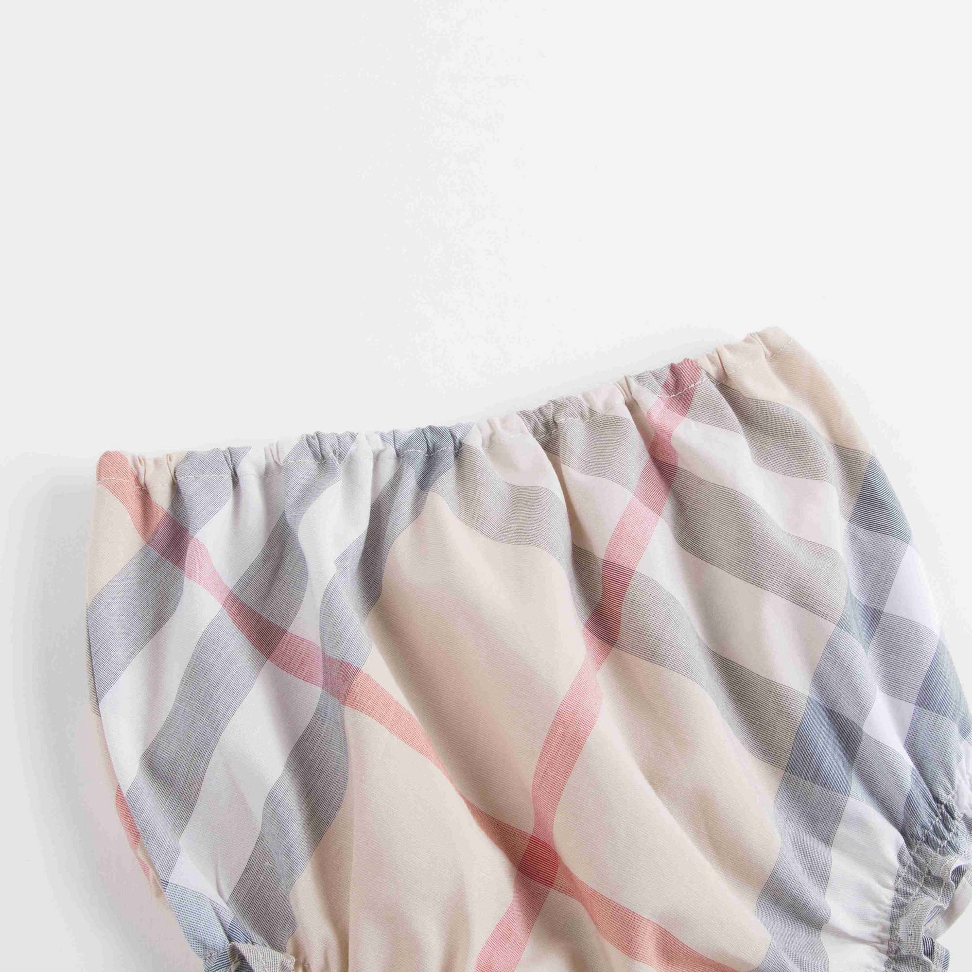 Baby Girls Beige Check Dress With Collar