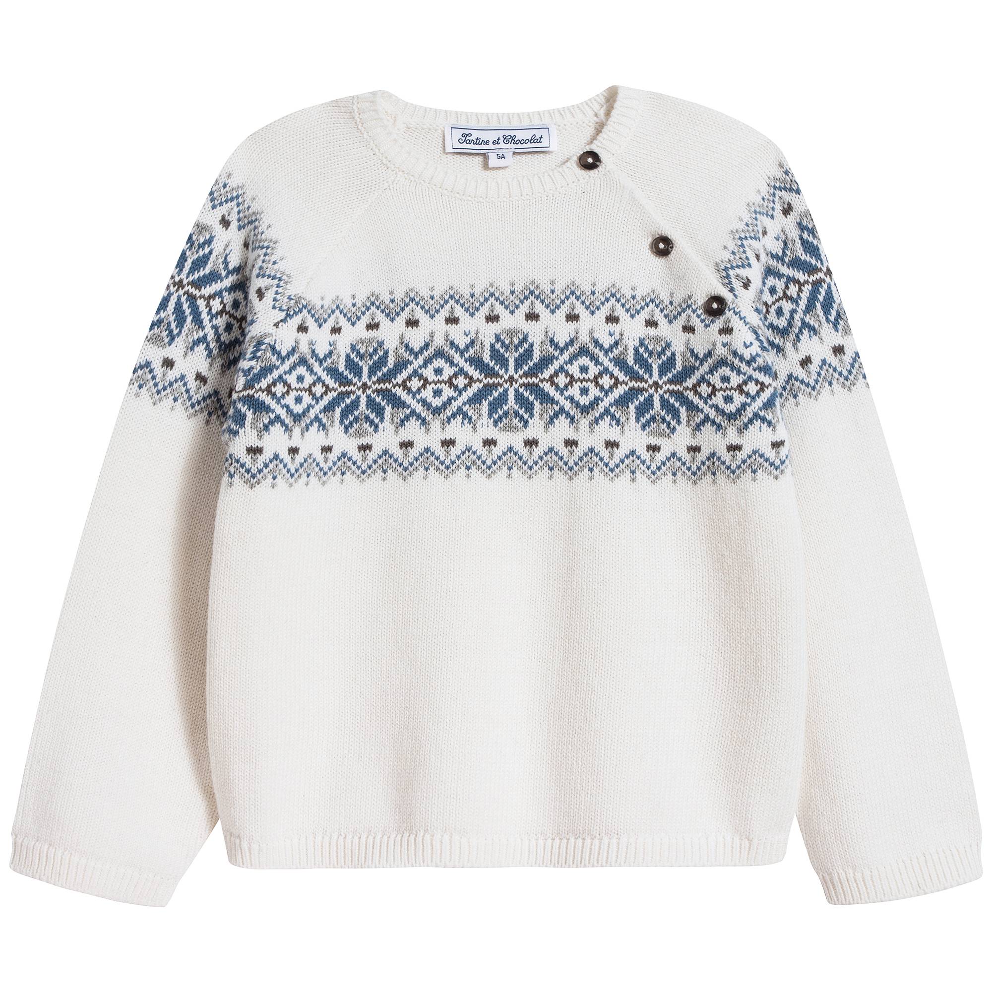 Boys White Cotton Sweater