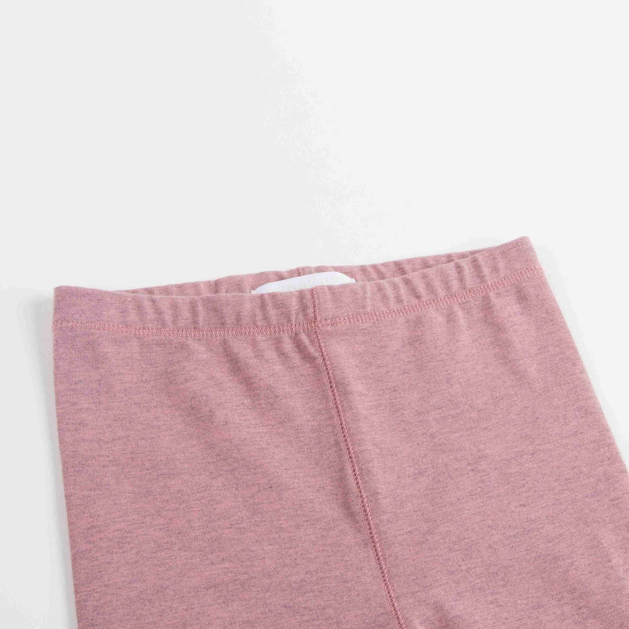 Baby Girls Pink Cotton Leggings With Check Cuffs