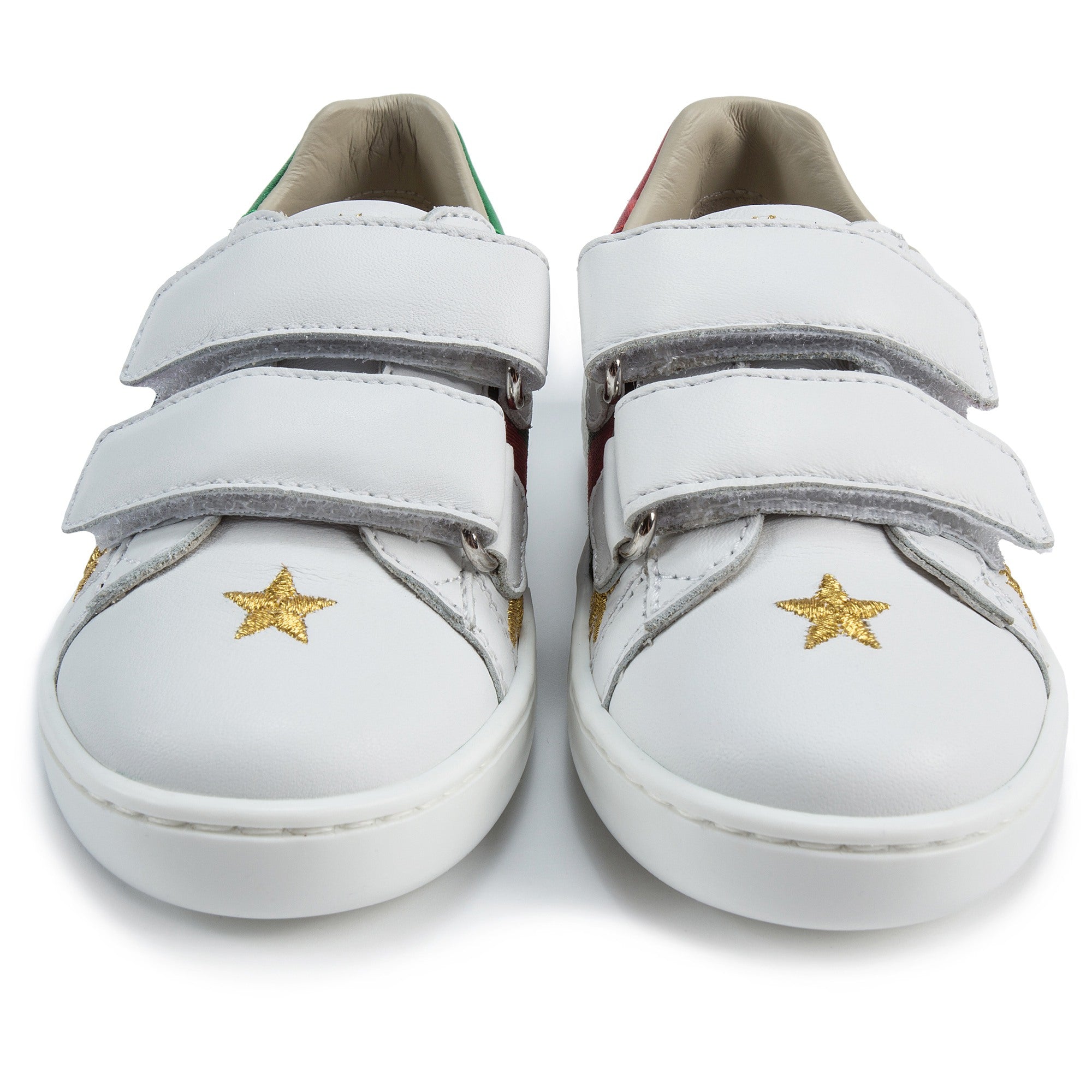 Girls & Boys White Velcro Leather Board Shoes
