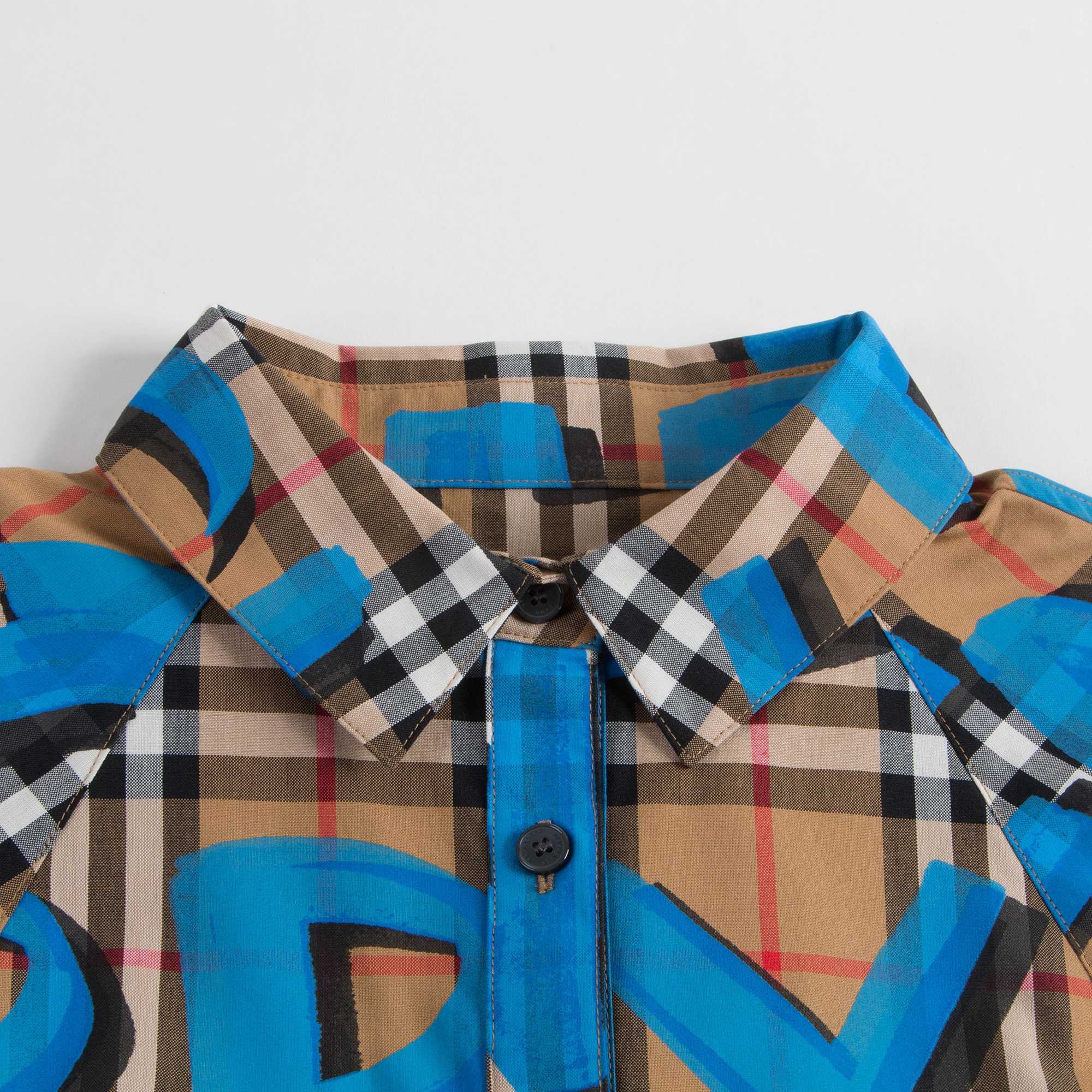 Girls Bright Blue Check Cotton Dress