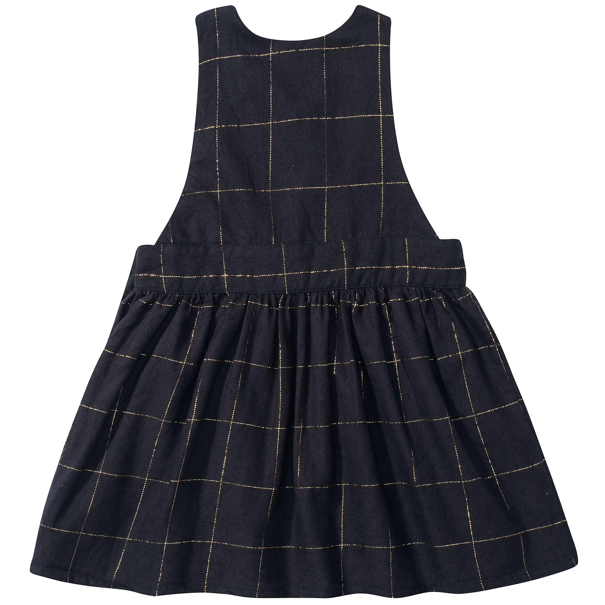 Baby Girls Big Check Gold Black Cotton Dress