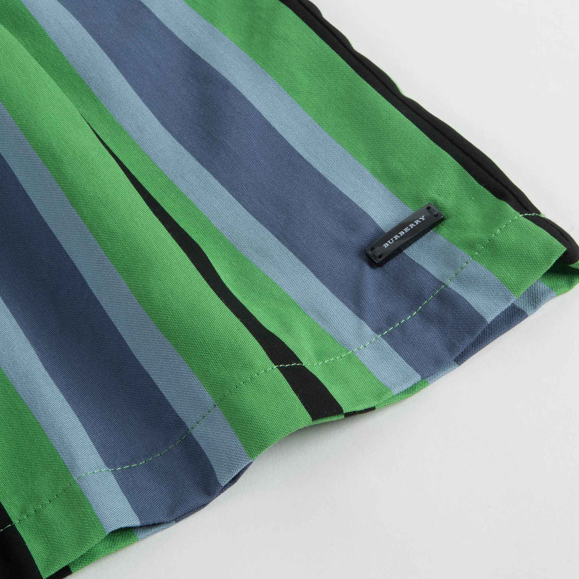Girls Green Striped Dress