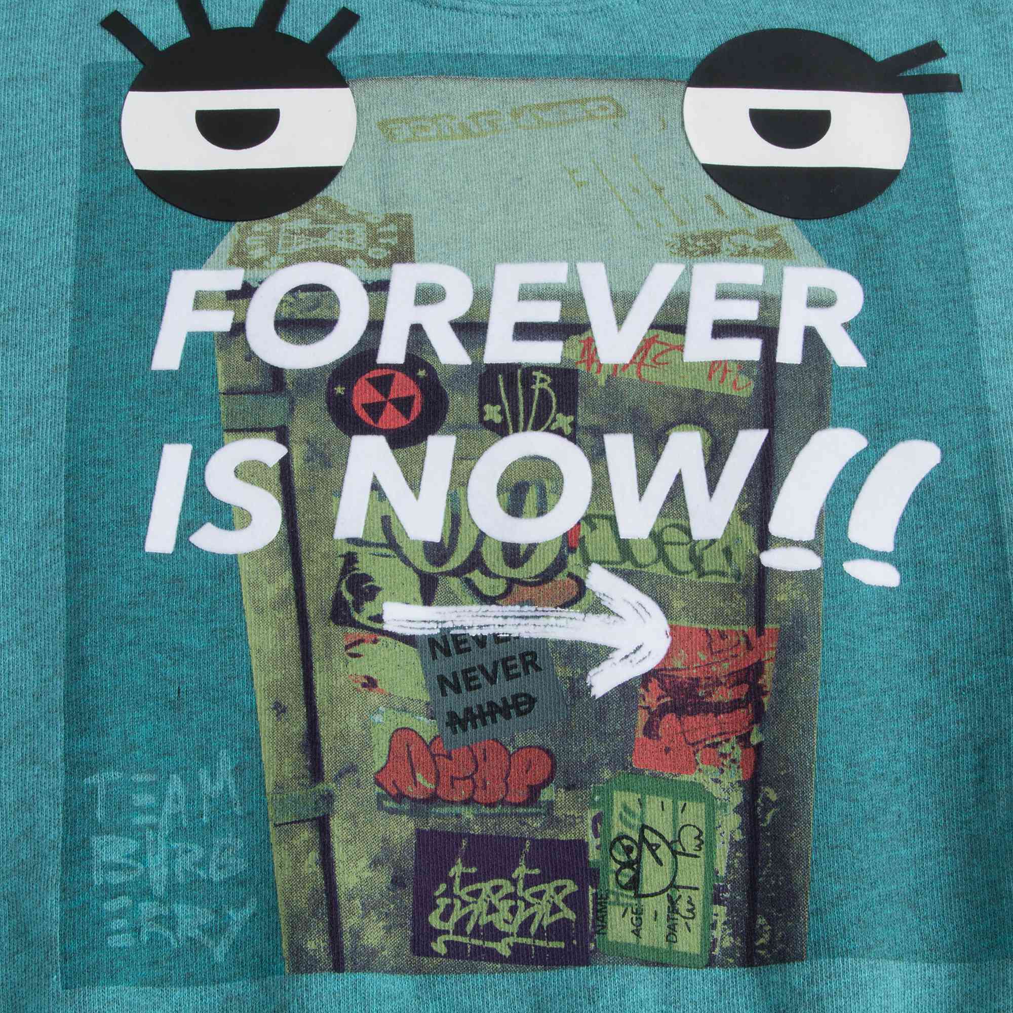 Girls Turquoise Cotton Sweatshirt