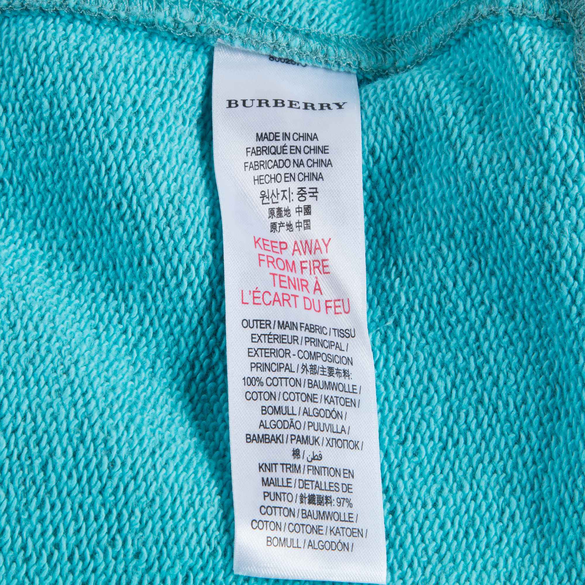 Girls Turquoise Cotton Sweatshirt