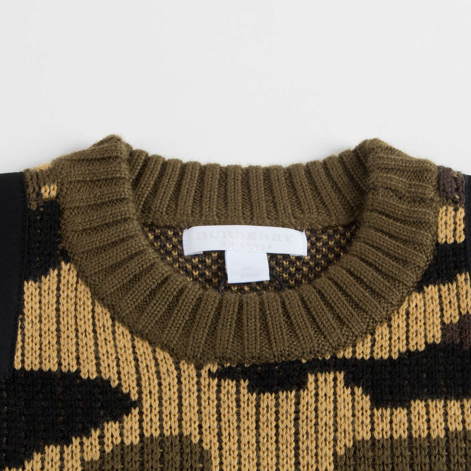 Boys Khaki Green Merino Wool Sewater