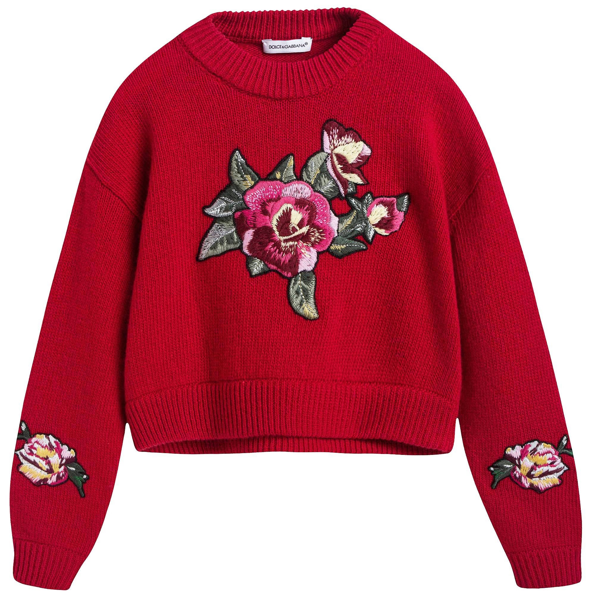 Girls Dark Red Wool Knitted Sweater