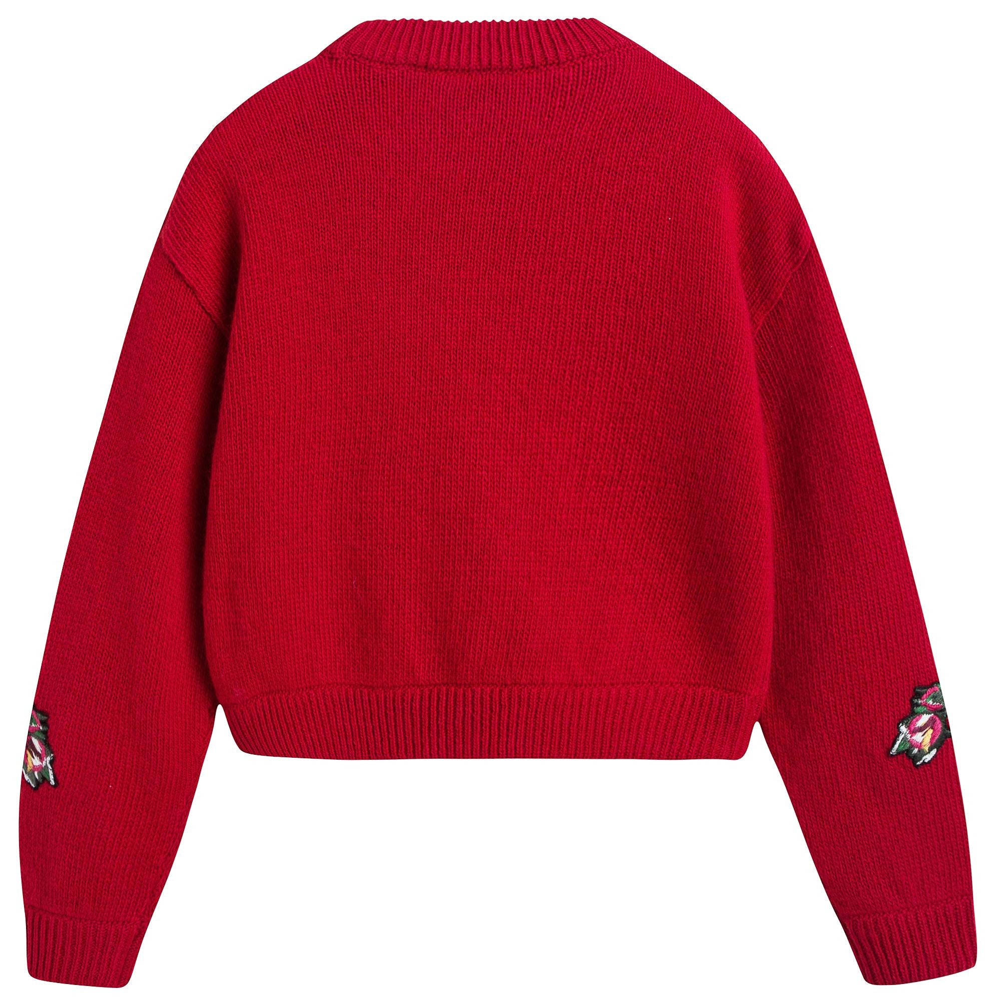Girls Dark Red Wool Knitted Sweater