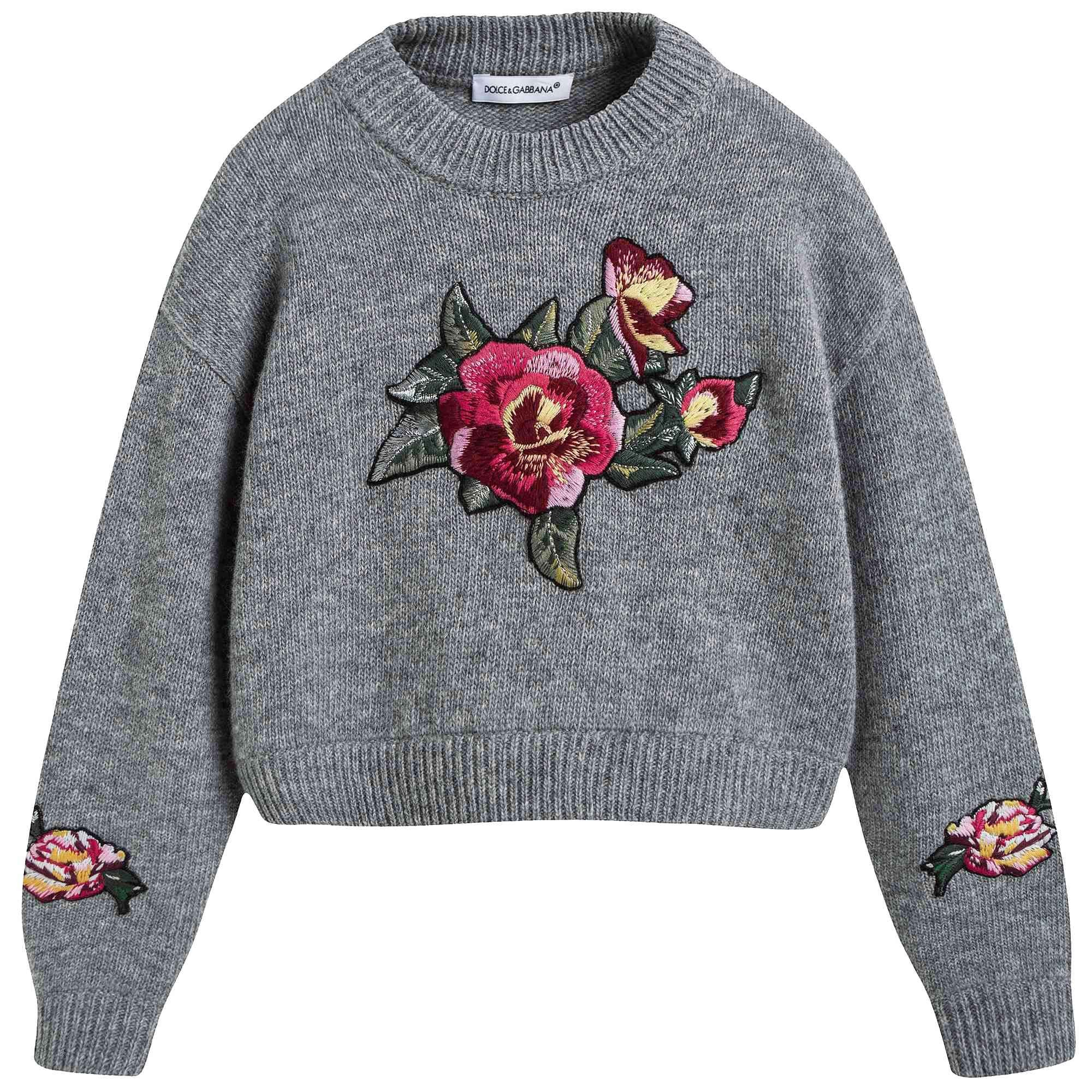 Girls Grey Wool Knitted Sweater