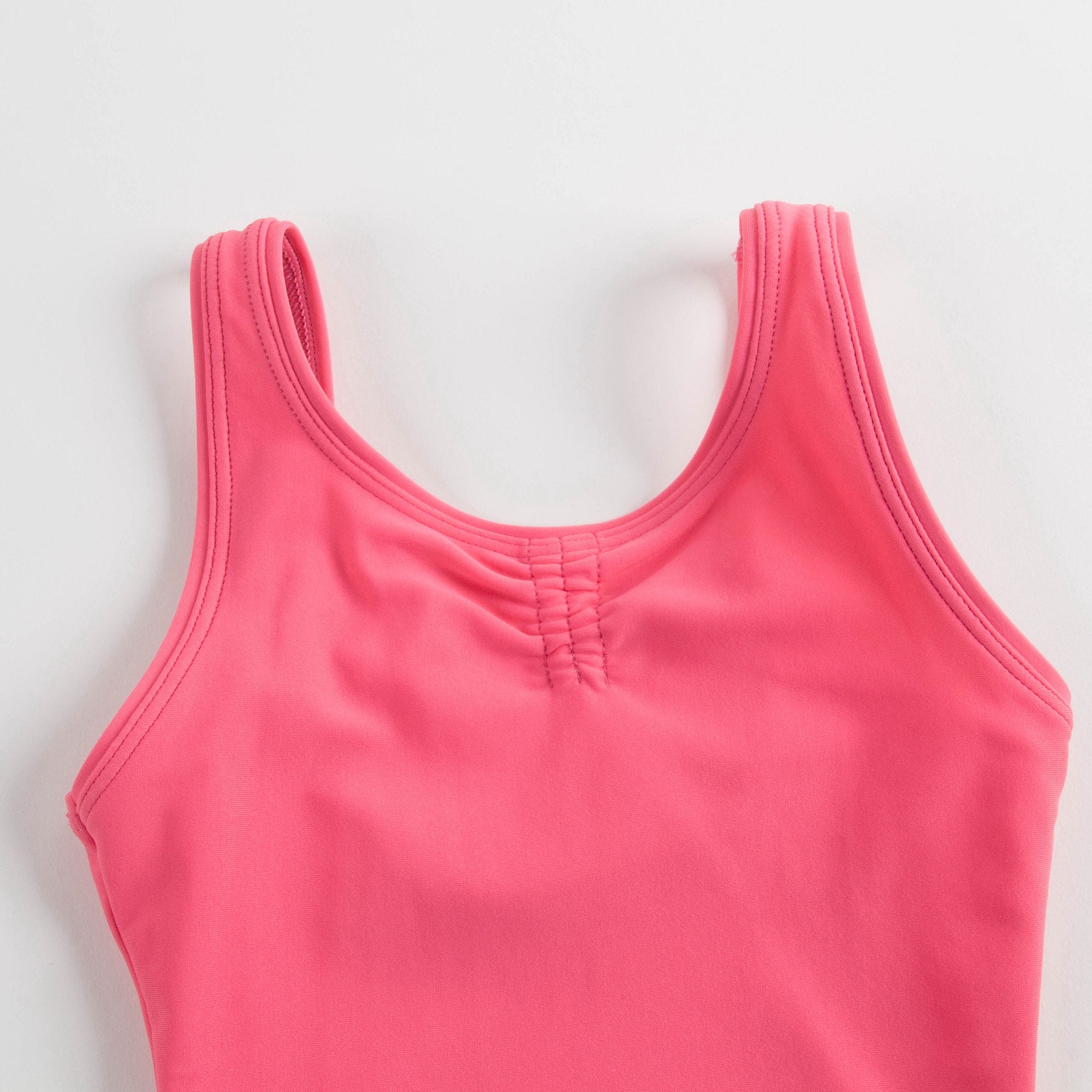 Justaucorps rose froncé et à larges bretelles pour fille