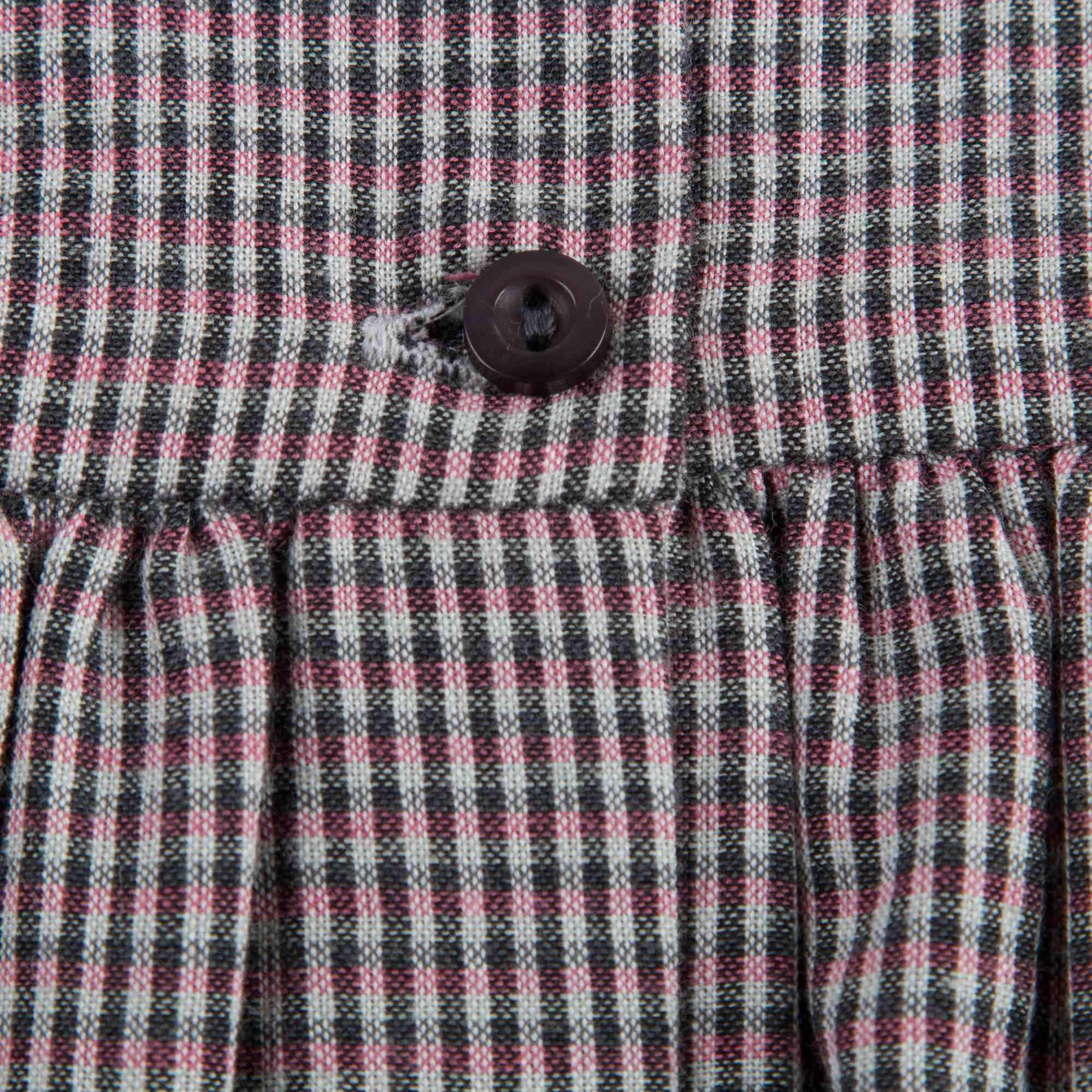 Baby Girls Grey Micro Check Dress With Collar
