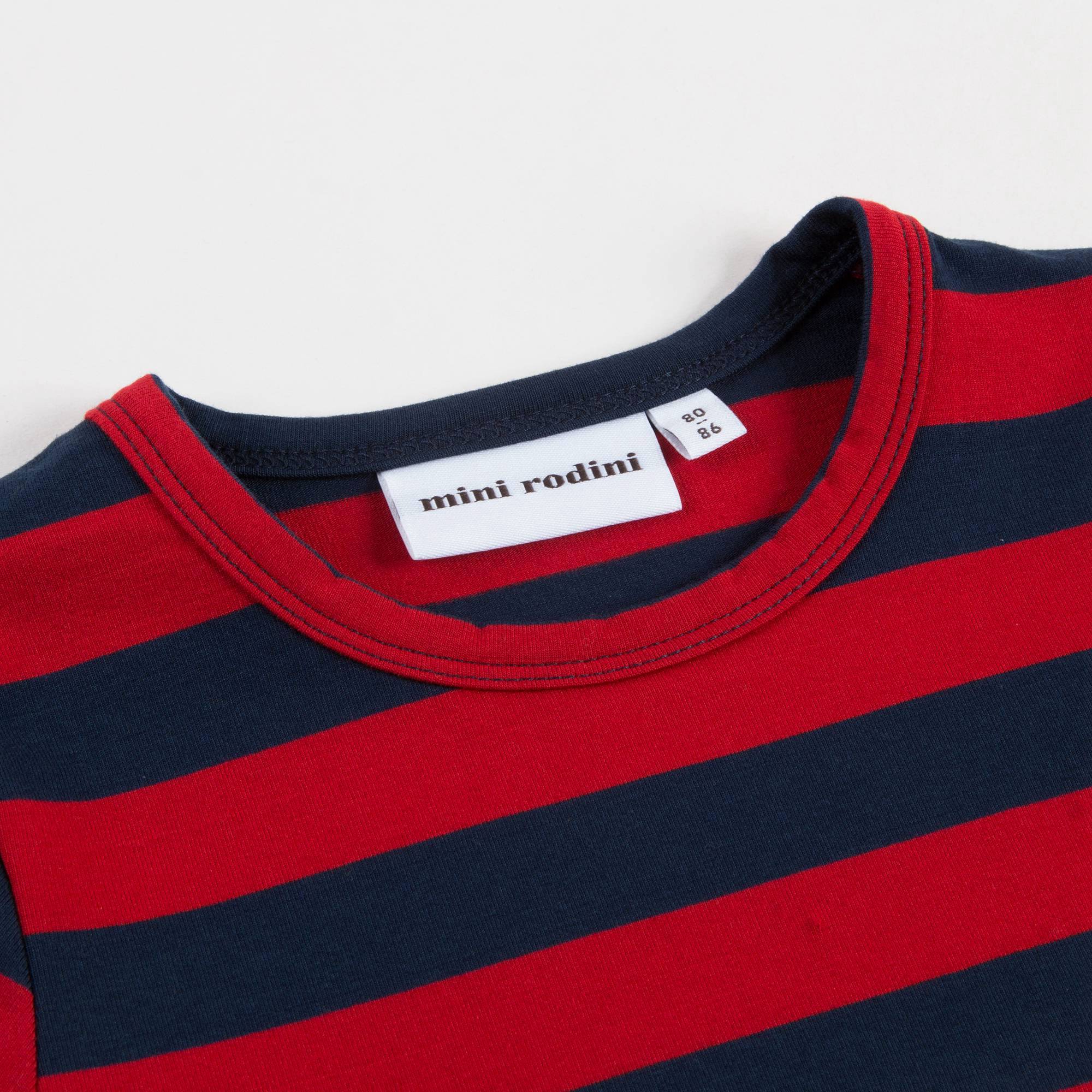 Girls Red & Blue Striped T-shirt
