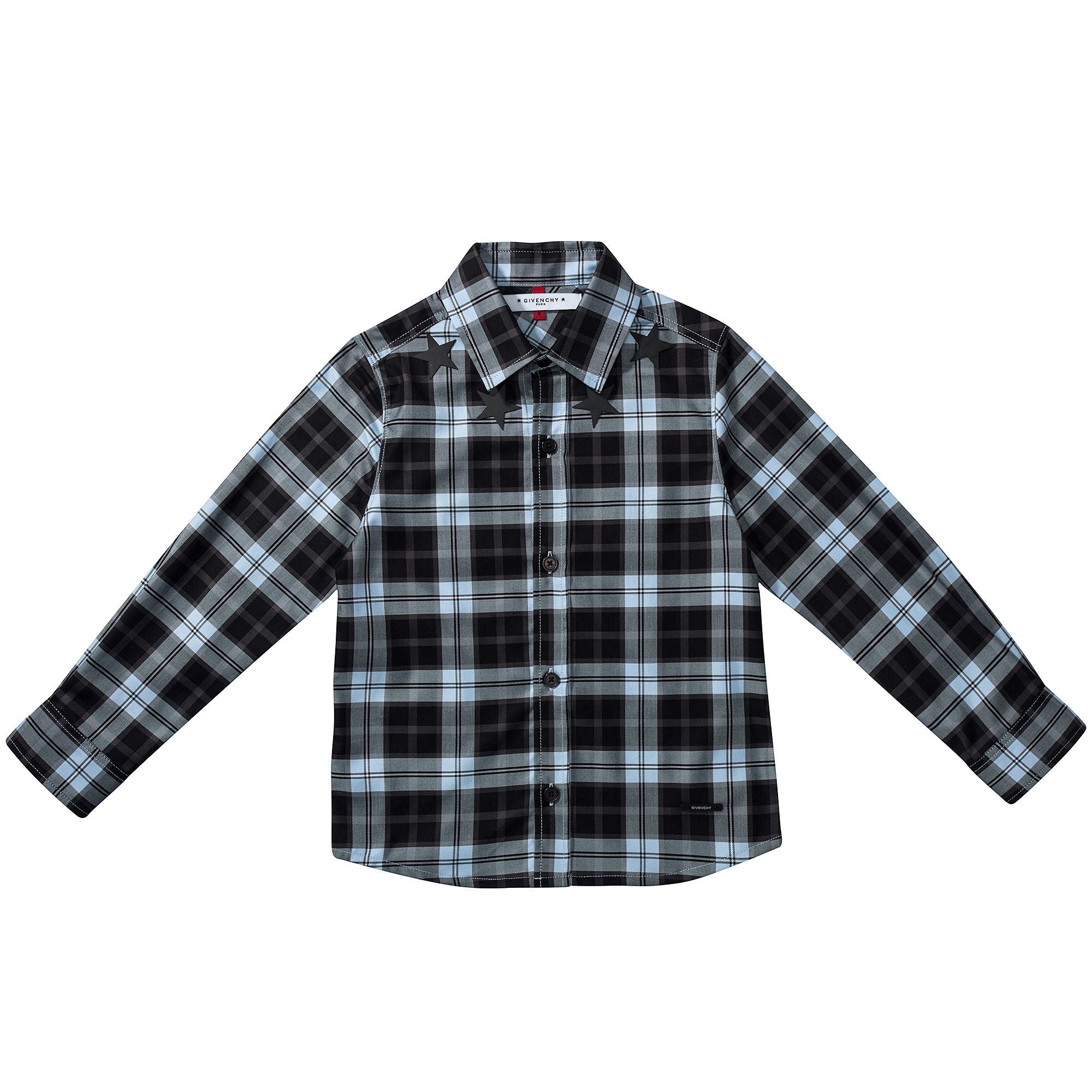 Boys Dark Blue Check Cotton Shirt