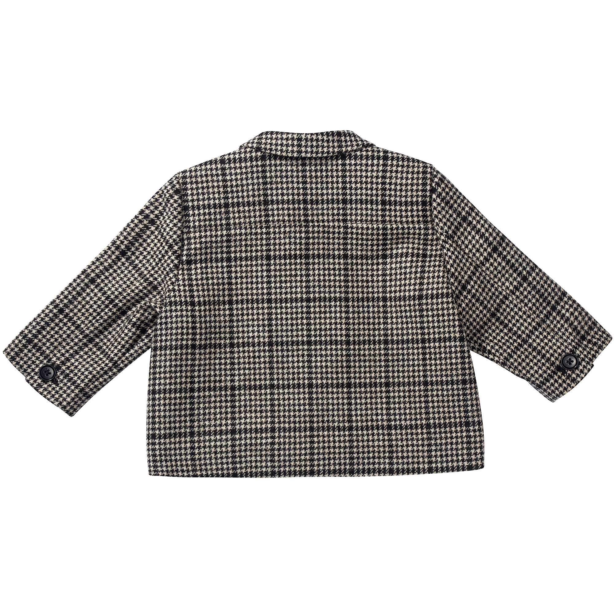 Baby Black Houndstooth Wool Coat