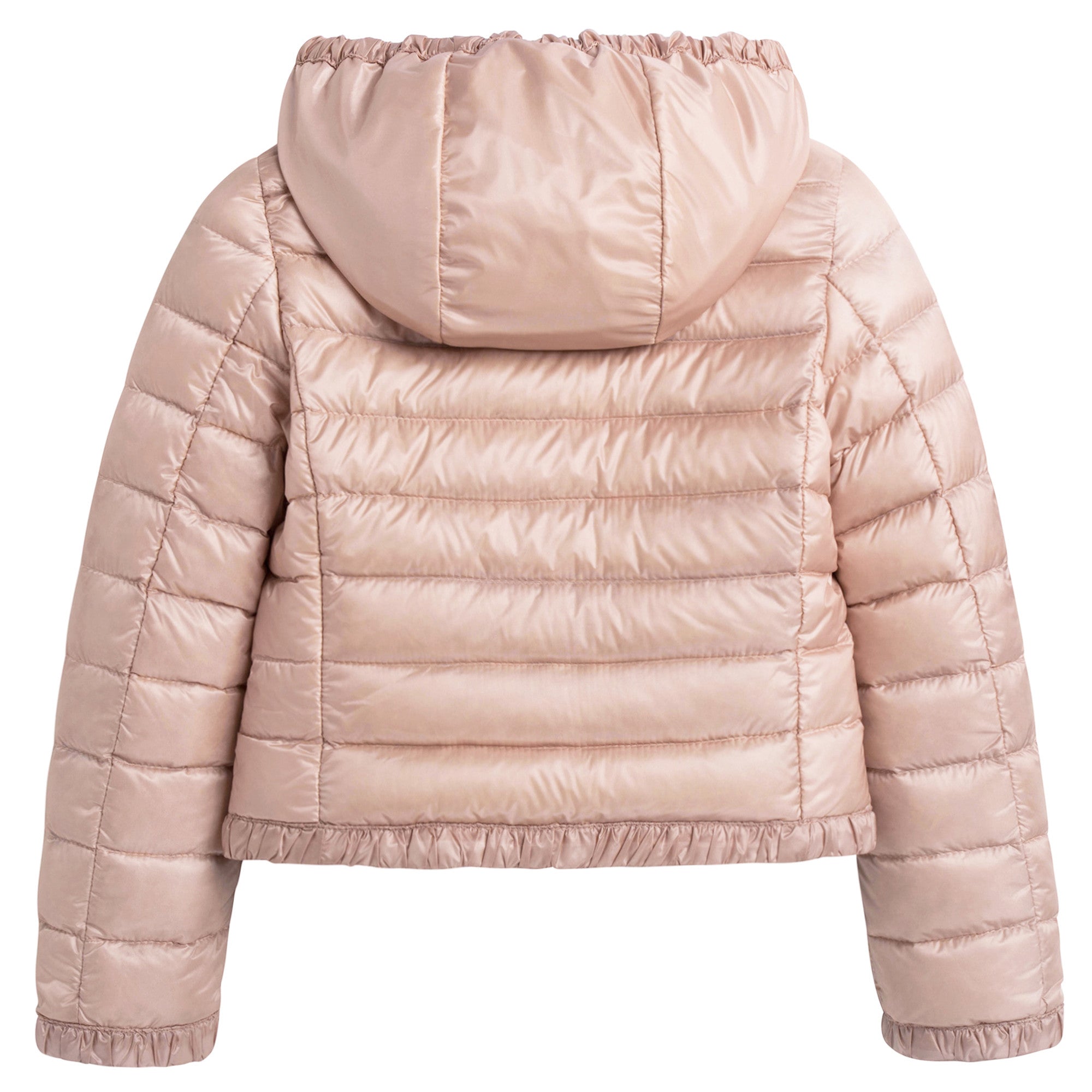 Girls Bright Pink Down Padded Hooded 'Flavienne' Jacket With Frilly Cuffs