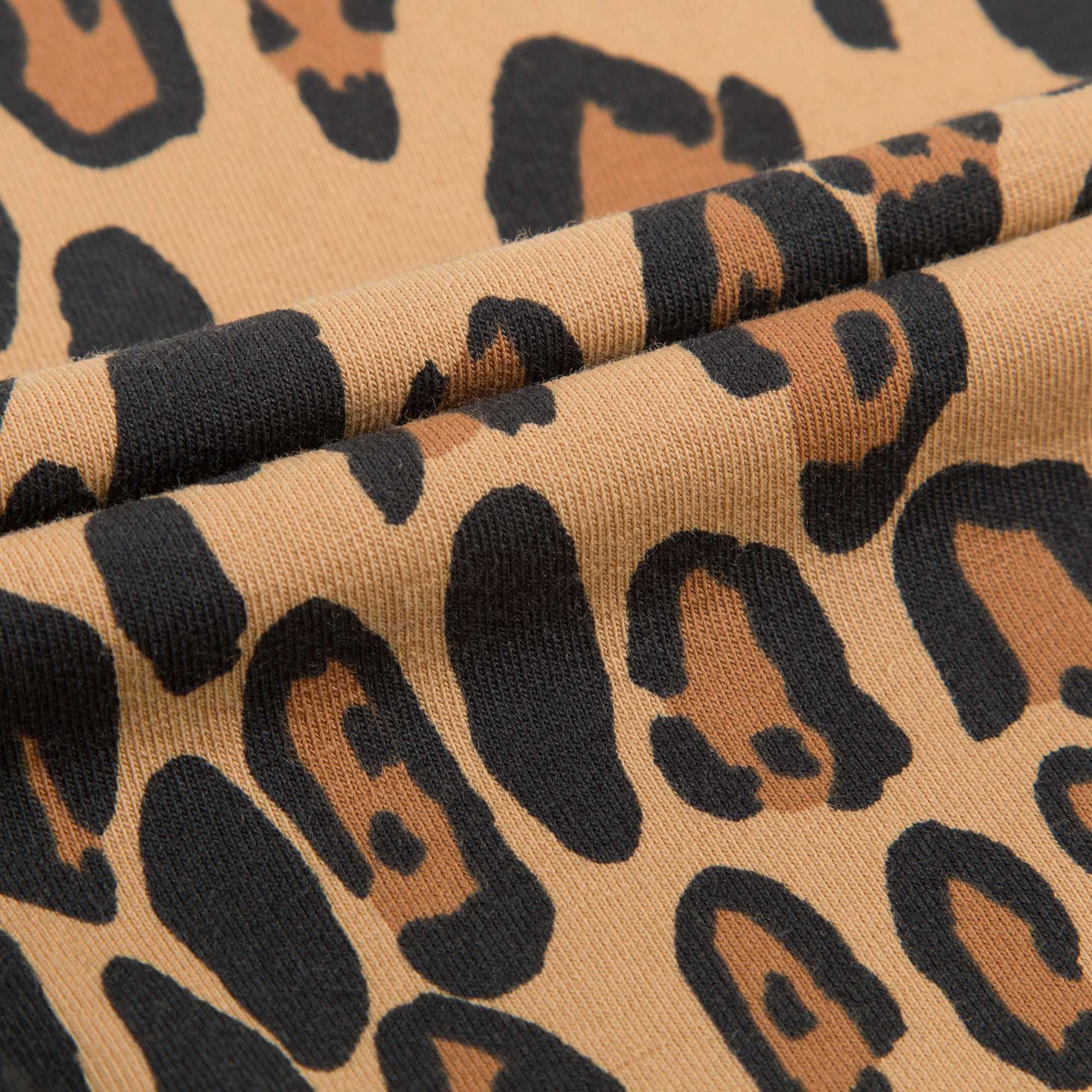 Girls Beige Basic Leopard Leggings