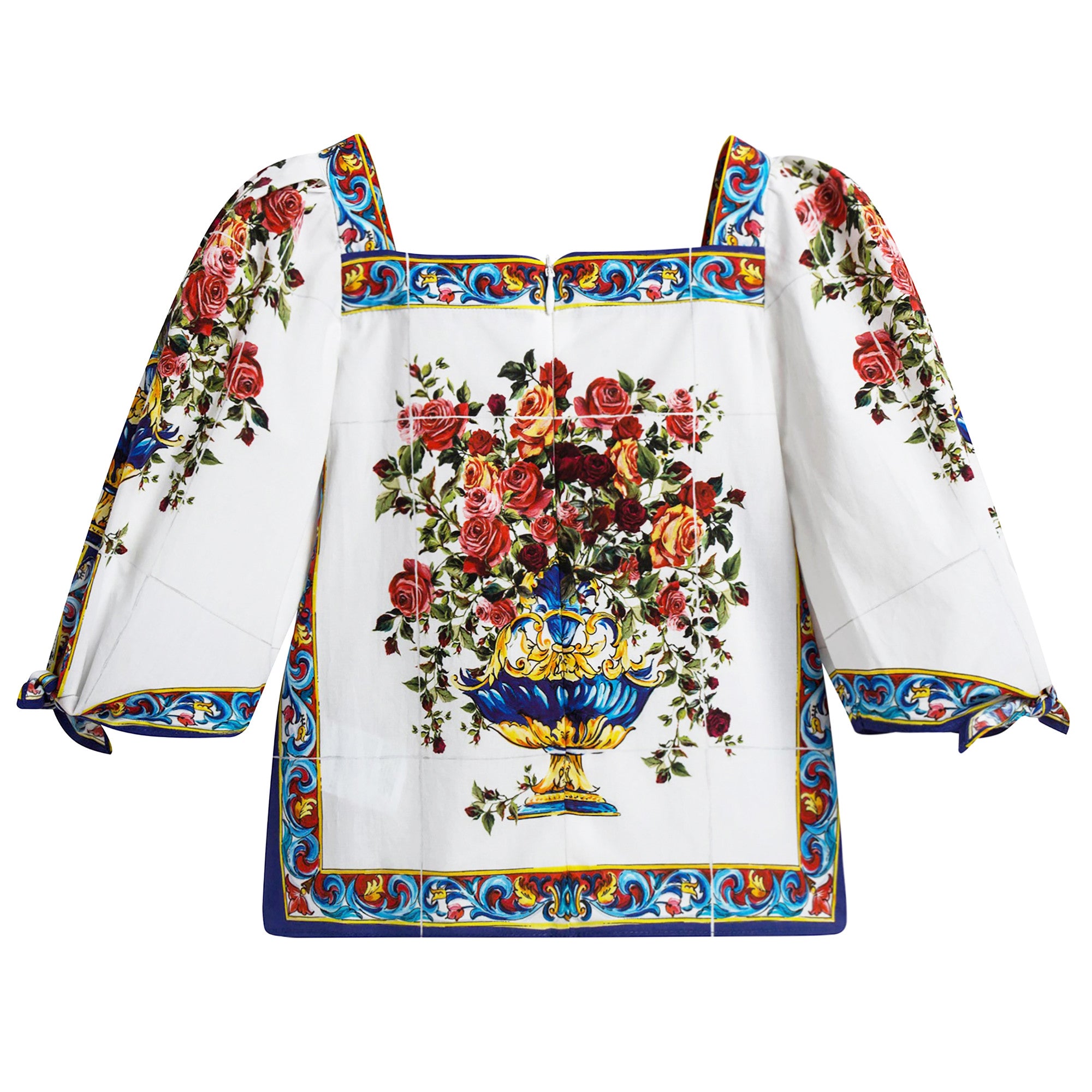 Girls White Rose Printed Top